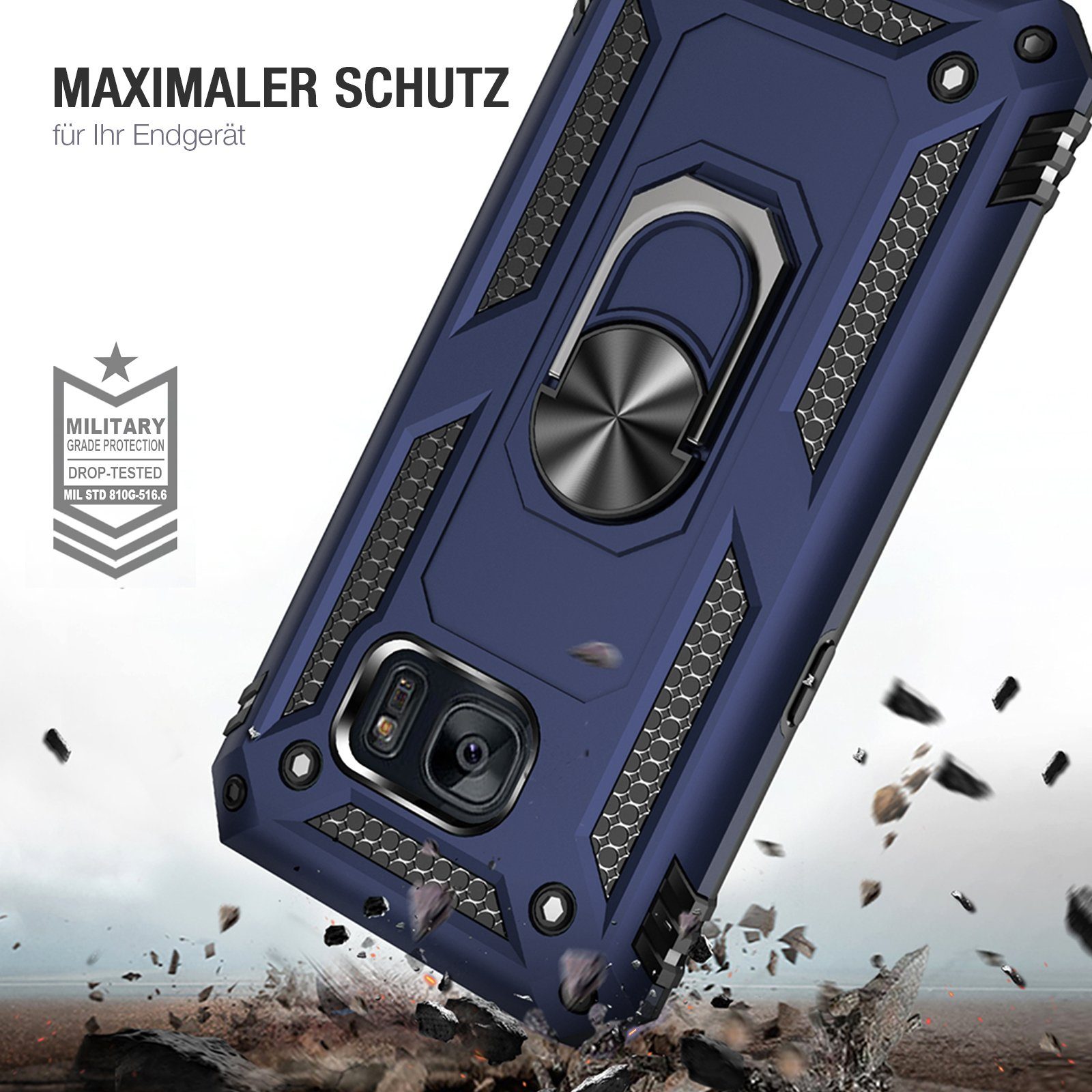 Tec-Expert Handyhülle Outdoor Cover Hülle für Samsung Galaxy S7 5.1 Zoll, 5.1, Premium Hülle aus verstärktem Polycarbonat