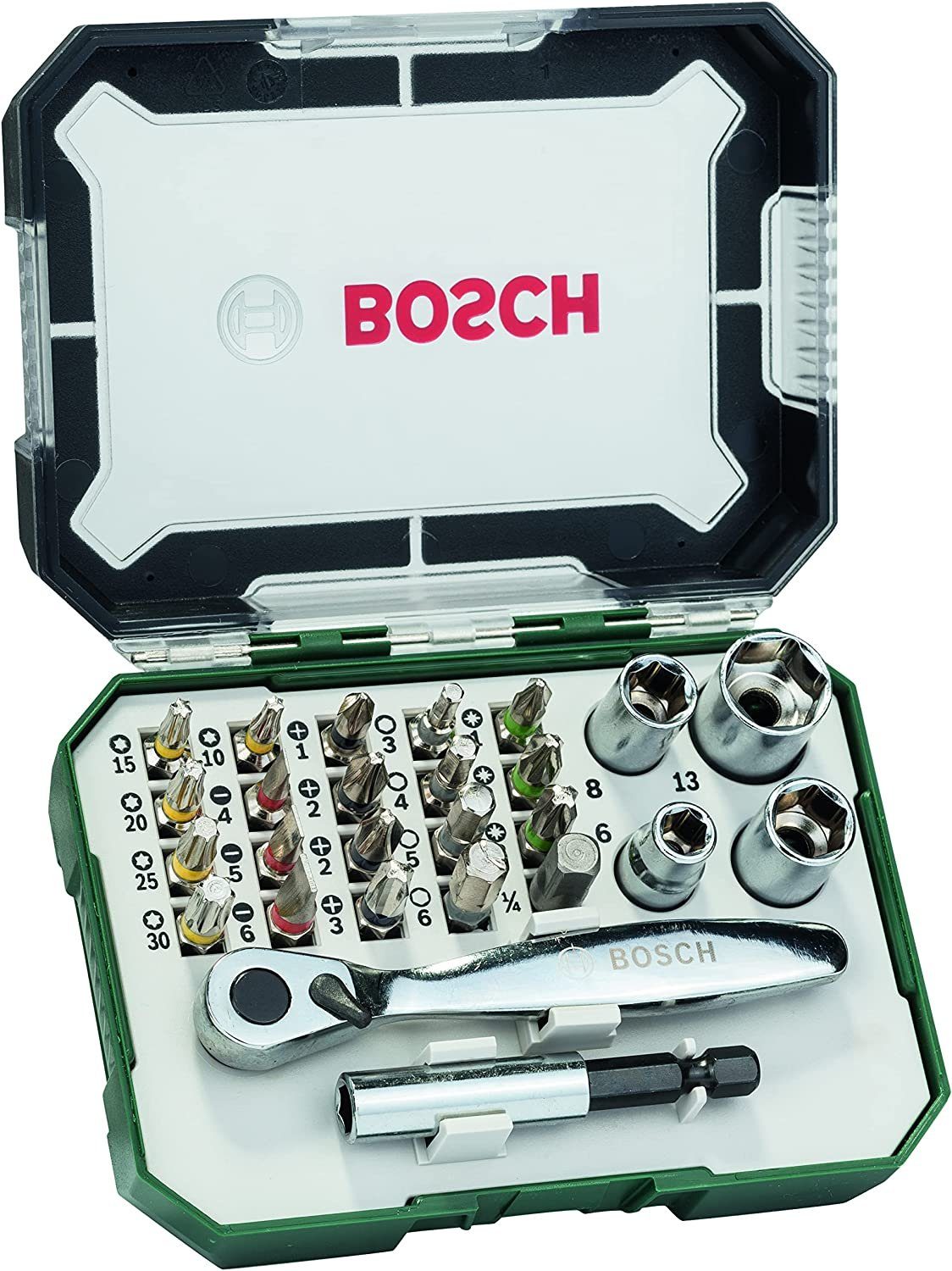 BOSCH Bit-Set Schrauberbit- und Ratschen-Set 26tlg - 2607017322, 26-St.