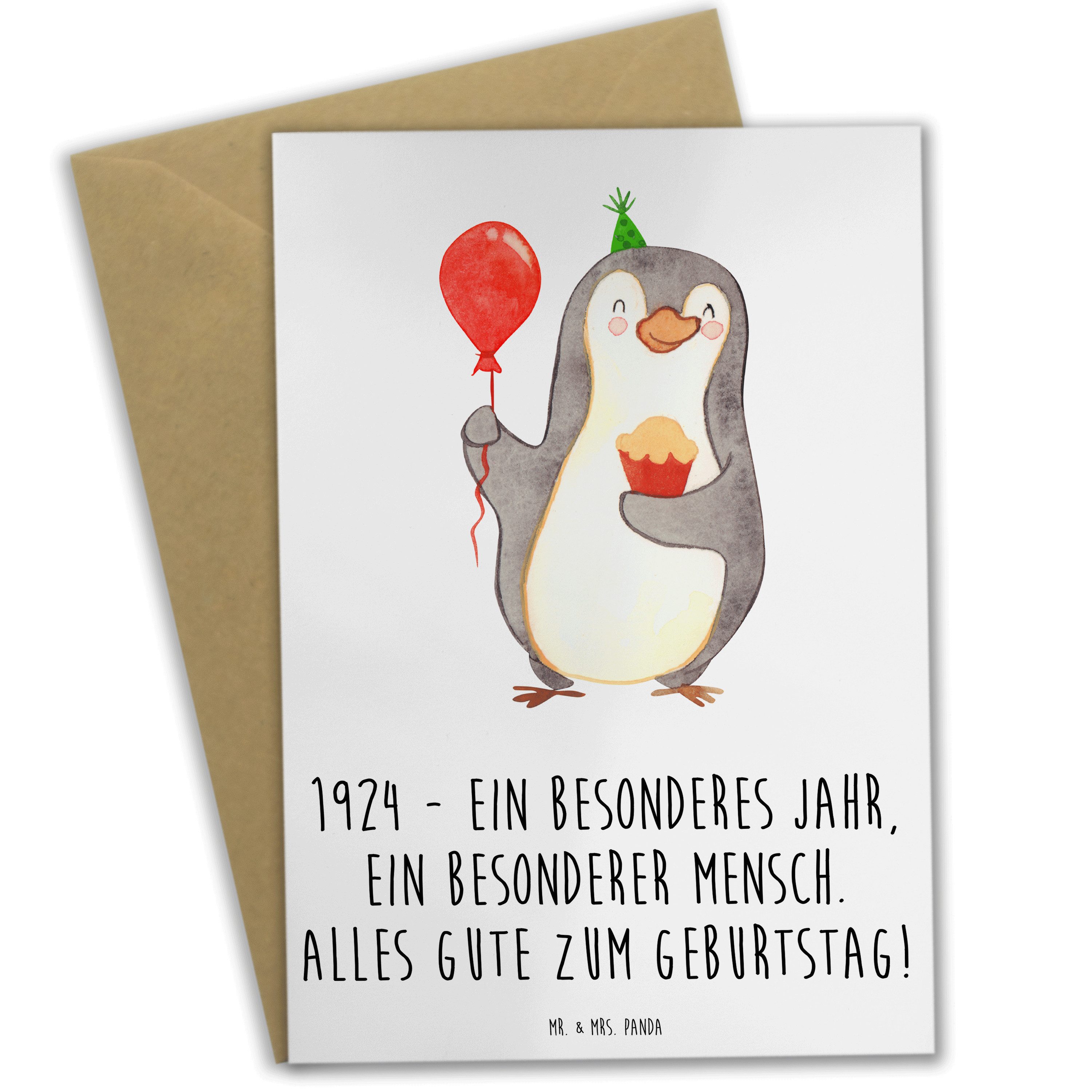 Grußkarte 1924 Geburtstag - Weiß - Geschenk, Geburtsjahr, Geburtstagswünsche, G