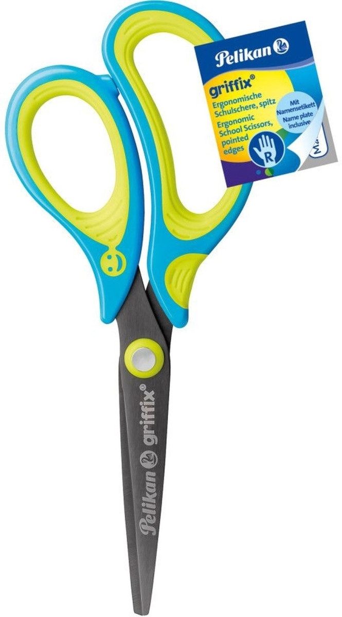 Pelikan Papierscheren Schulschere griffix rechts spitz neon Fresh Blue (3 Stück)