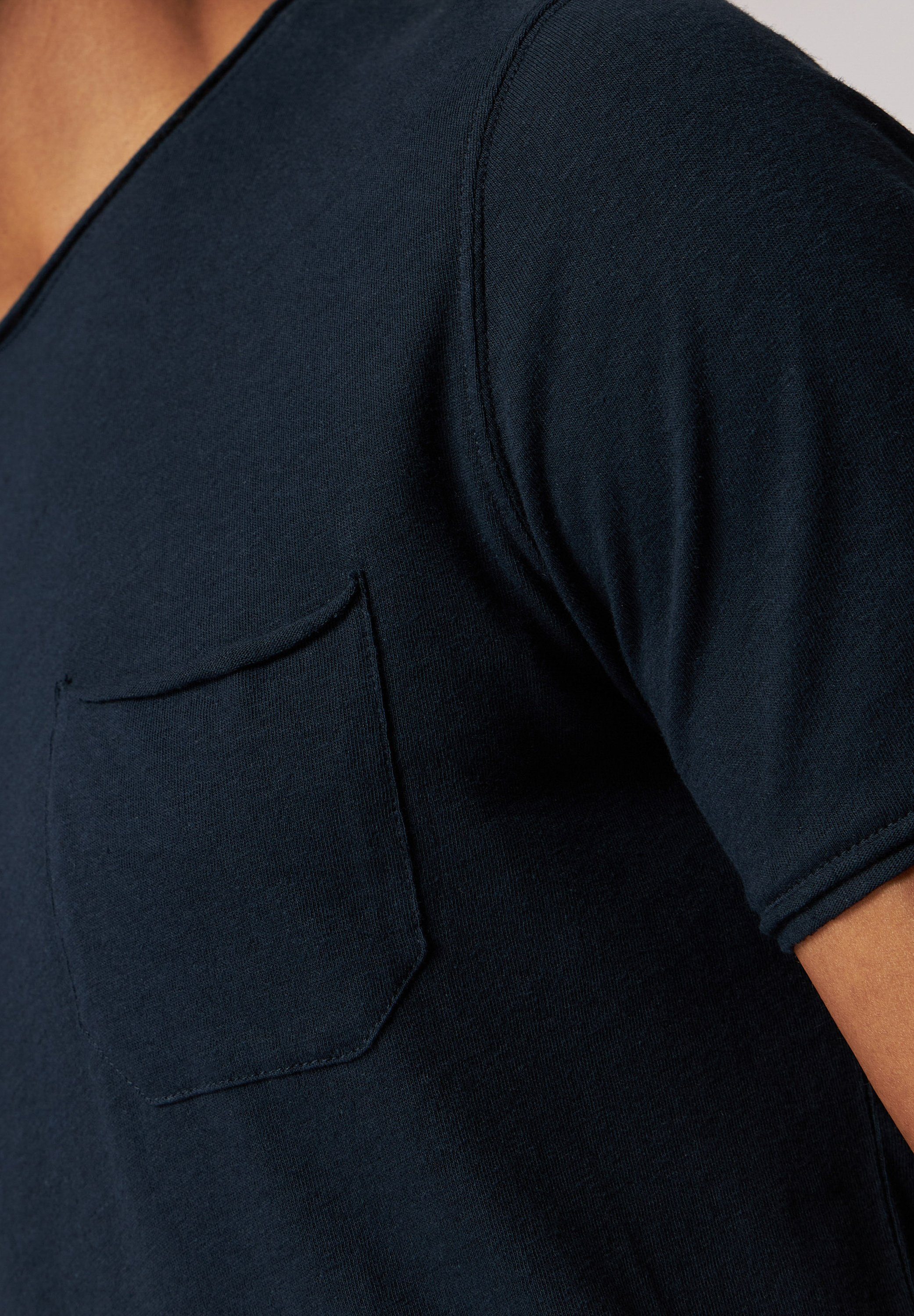 T-Shirt mit Leinenanteil - Brusttasche dunkelblau Roy Taschen Robson Mit