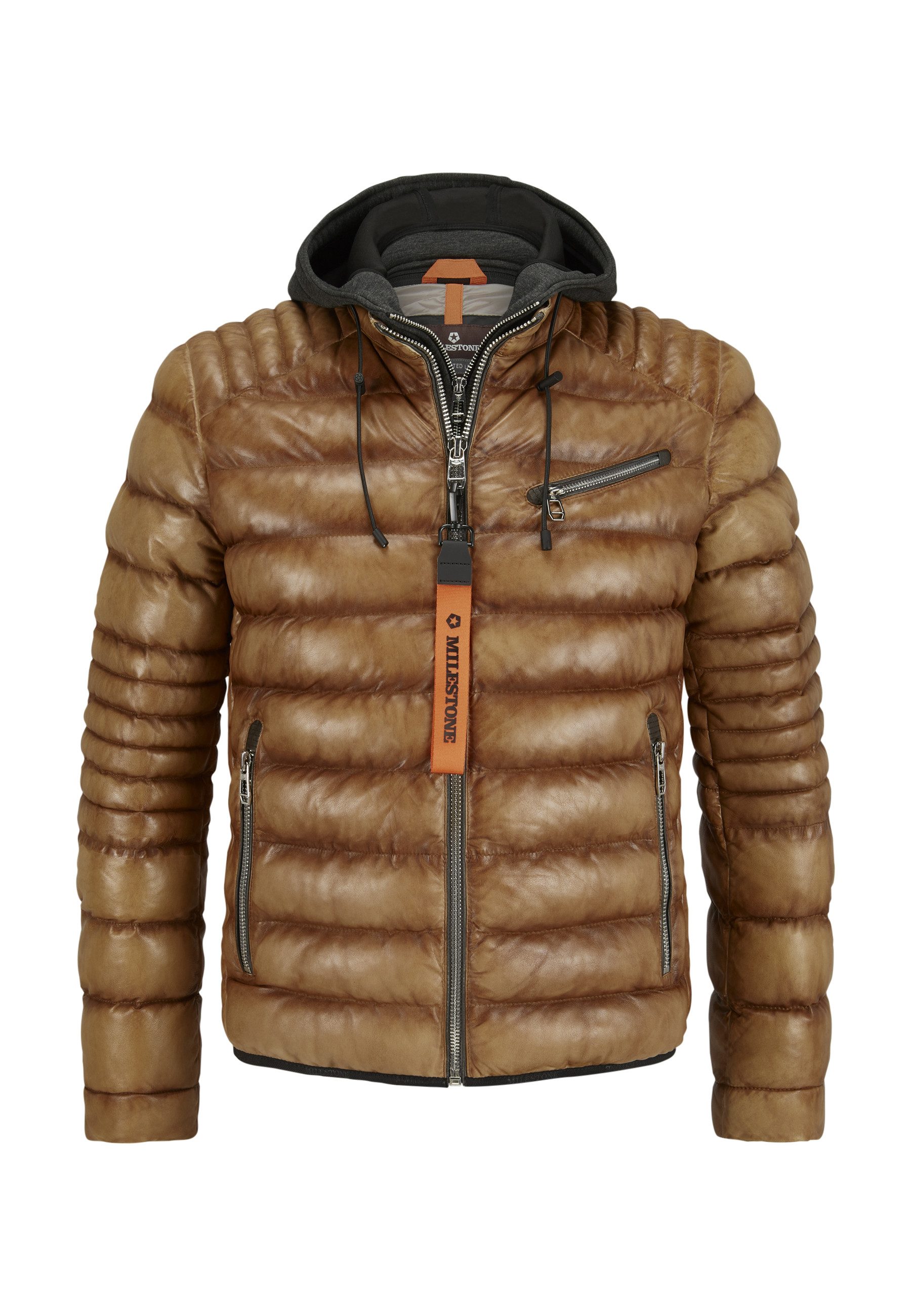 Milestone Lederjacke MSApollo Herren Bikerjacke Jacke Leder normale Passform