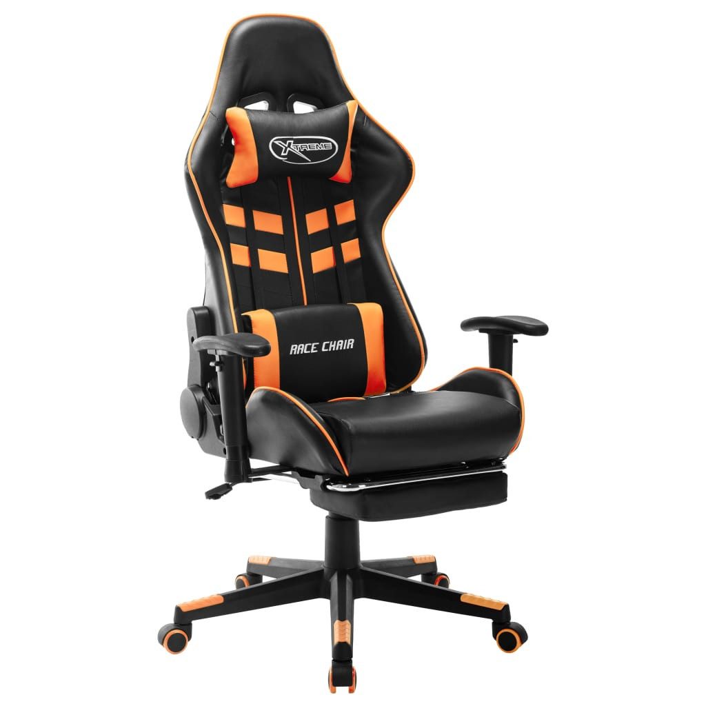 vidaXL Gaming-Stuhl Gaming-Stuhl mit Fußstütze Schwarz und Orange Kunstleder (1 St)