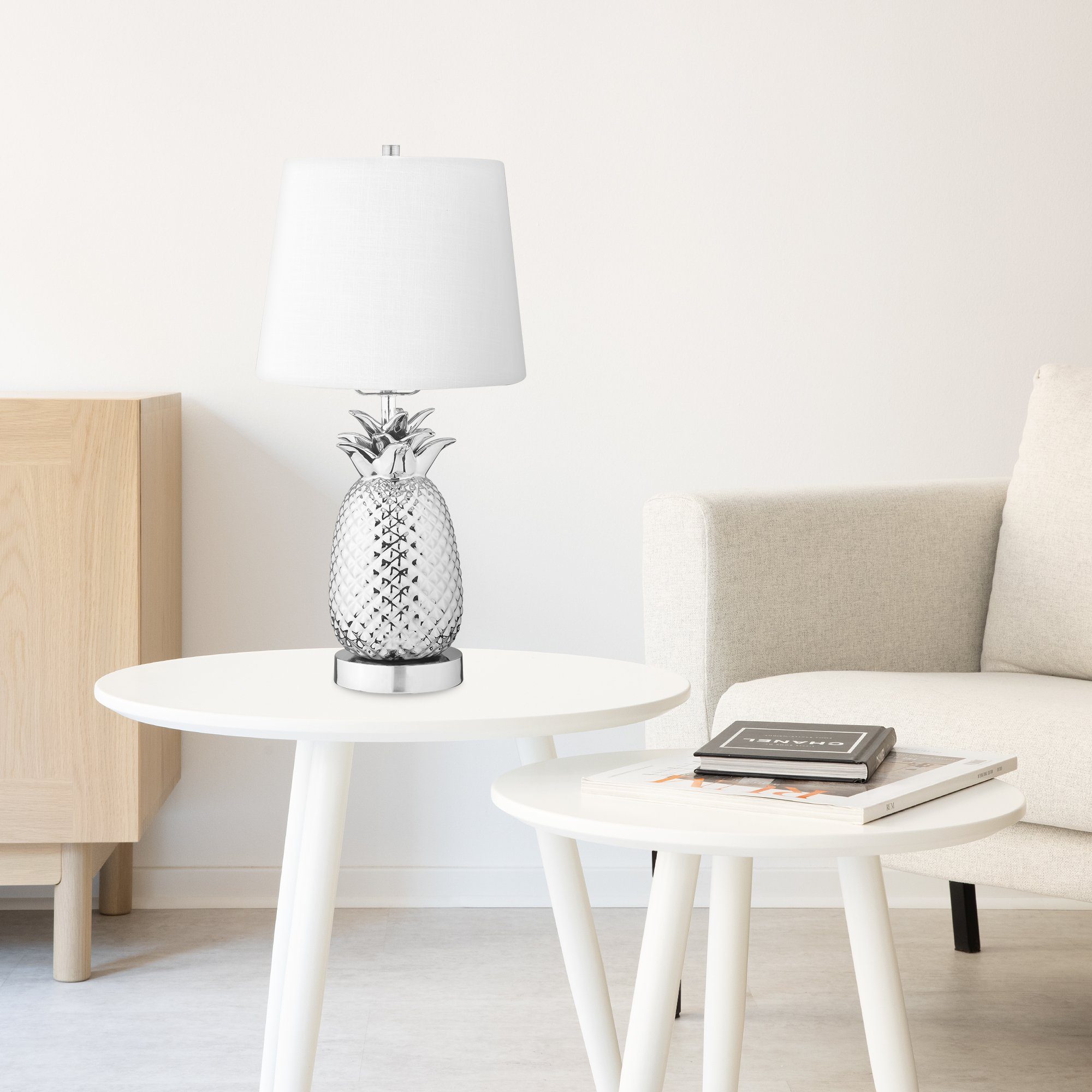 Navaris Tischleuchte, Lampe mit für Tischlampe Ananas Design im Touch - - Nachttisch hoch dimmbar Beistelltisch Dekolampe wechselbar, - LED - E27 - Leuchtmittel 44cm
