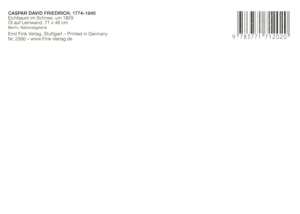 Postkarte Schnee" David Caspar Kunstkarte im Friedrich "Eichbaum