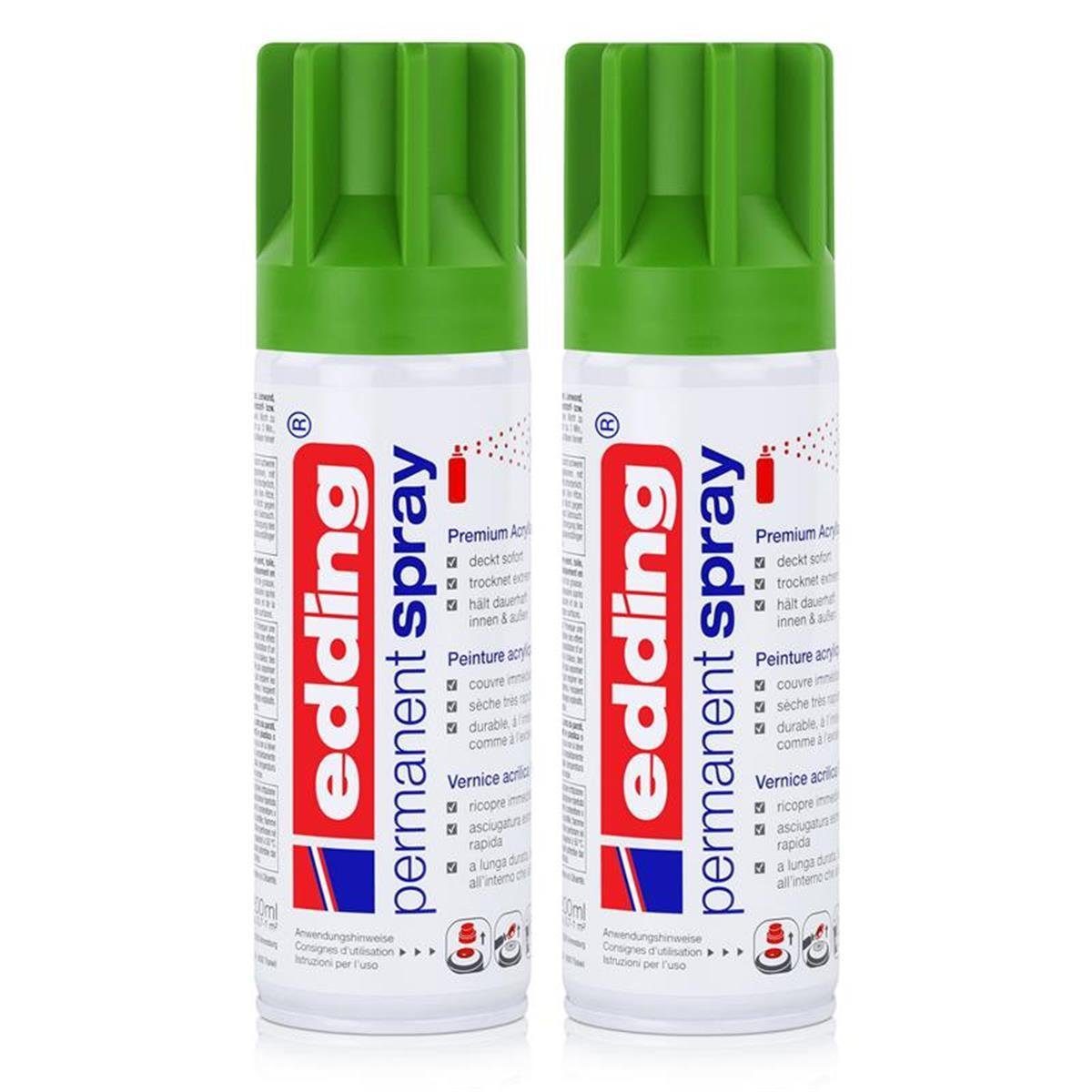 edding Sprühfarbe edding Permanent Spray gelbgrün 200 ml Premium Acryllack, RAL 6018 (2e
