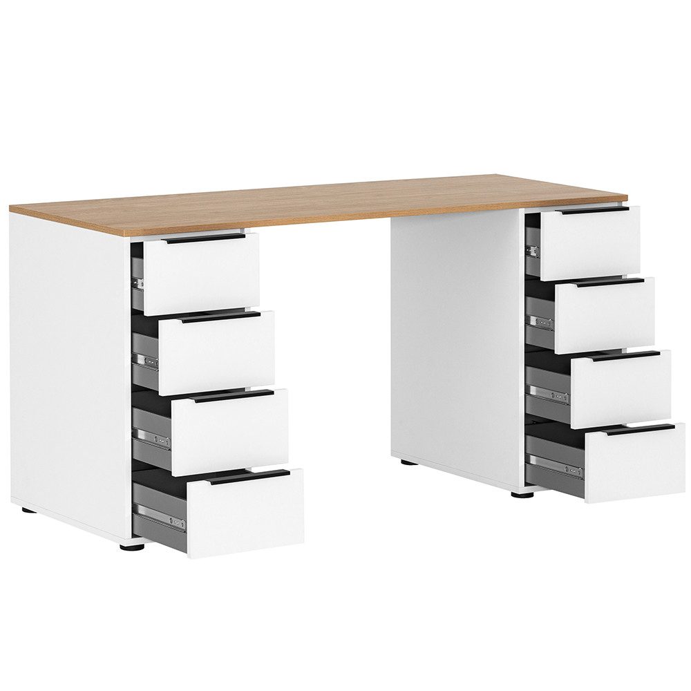 Lomadox Büromöbel-Set EDEN-80, (Spar-Set, 3-tlg., Wandregal Arbeitstisch), in weiß Eiche Büro Arbeitszimmer modern