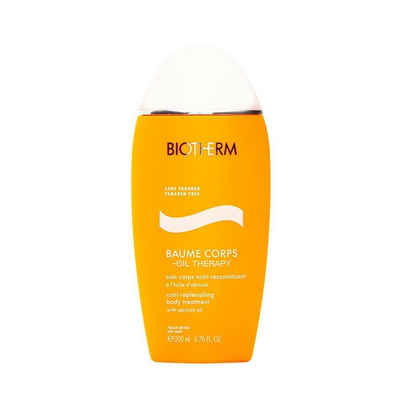 BIOTHERM Körpermilch Oil Therapy Baume Corps Nutri-replenishing body treatment 200ml Bodylotion Wohltuende Naturkosmetik Körperlotion spendet intensive & langanhaltende, 2-tlg., Softe Body Milk intensiv nährende Körpermilch für trockene Haut