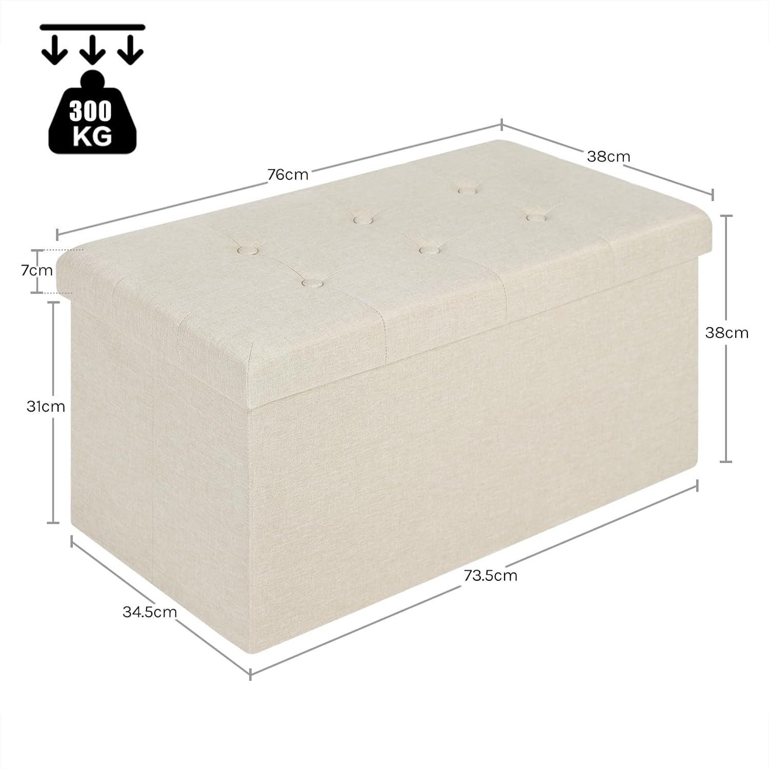 Woltu Sitzhocker (1 St), mit Stauraum Gepolsterte Sitzfläche aus Leinen, faltbar