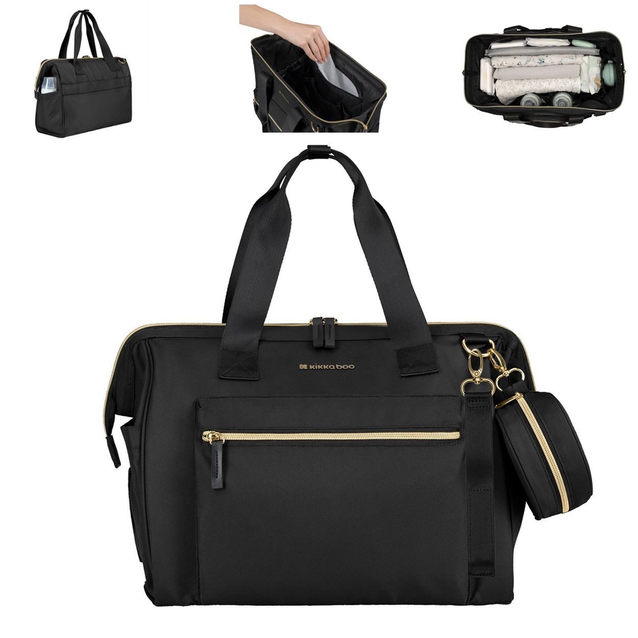 Kikkaboo Wickeltasche Maxi (1-tlg), Wickelunterlage, kleine Tasche, Reißverschluss, großes Hauptfach