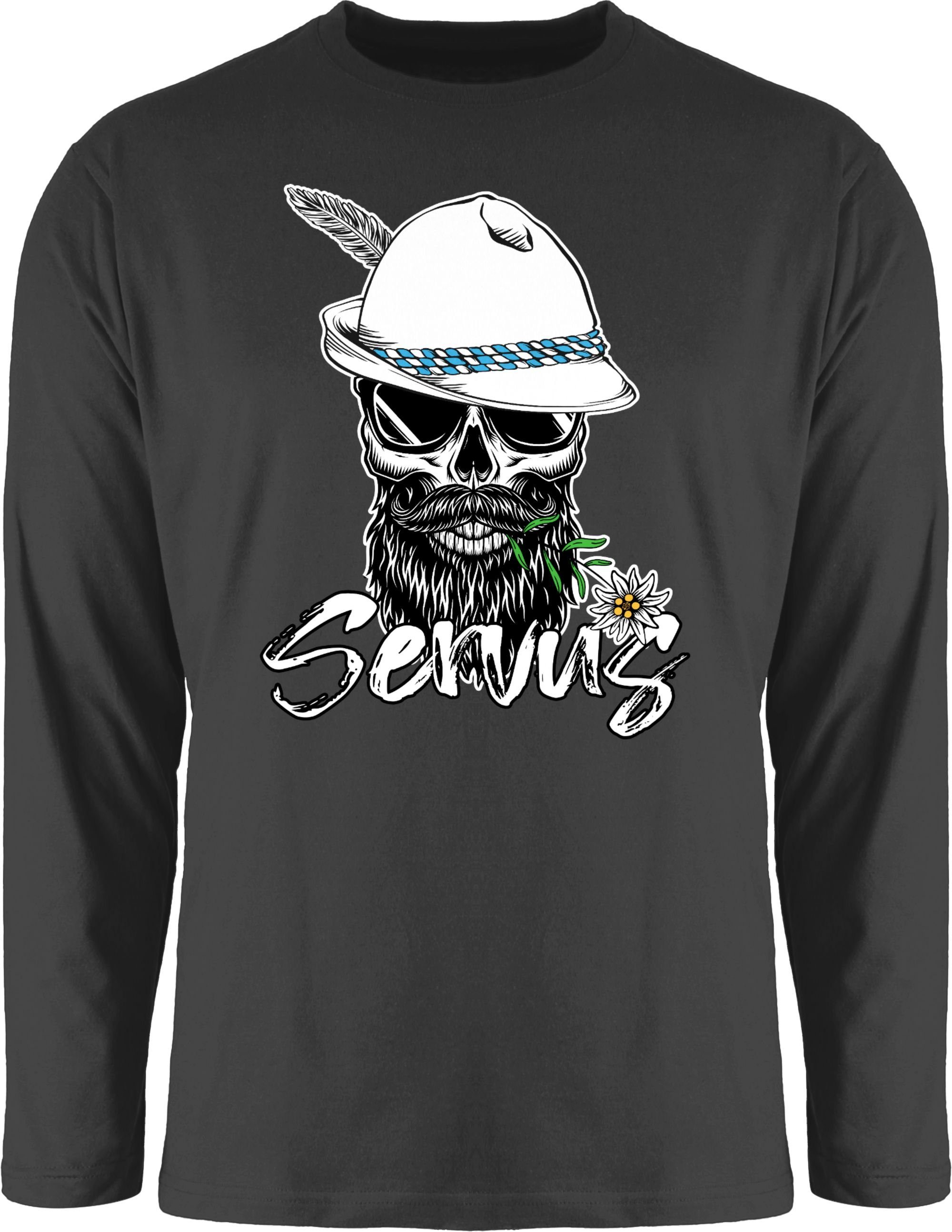 Shirtracer Rundhalsshirt Servus Totenkopf Skull Bayrisch Mode für Oktoberfest Herren 1 Schwarz