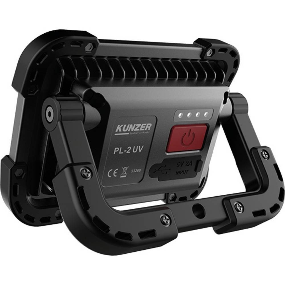 Kunzer Arbeitsleuchte UV-Arbeitsscheinwerfer mit LED-Technik PL-2 UV, Als Powerbank verwendbar, Inkl. UV-Licht, klappbar, Ladeanzeige