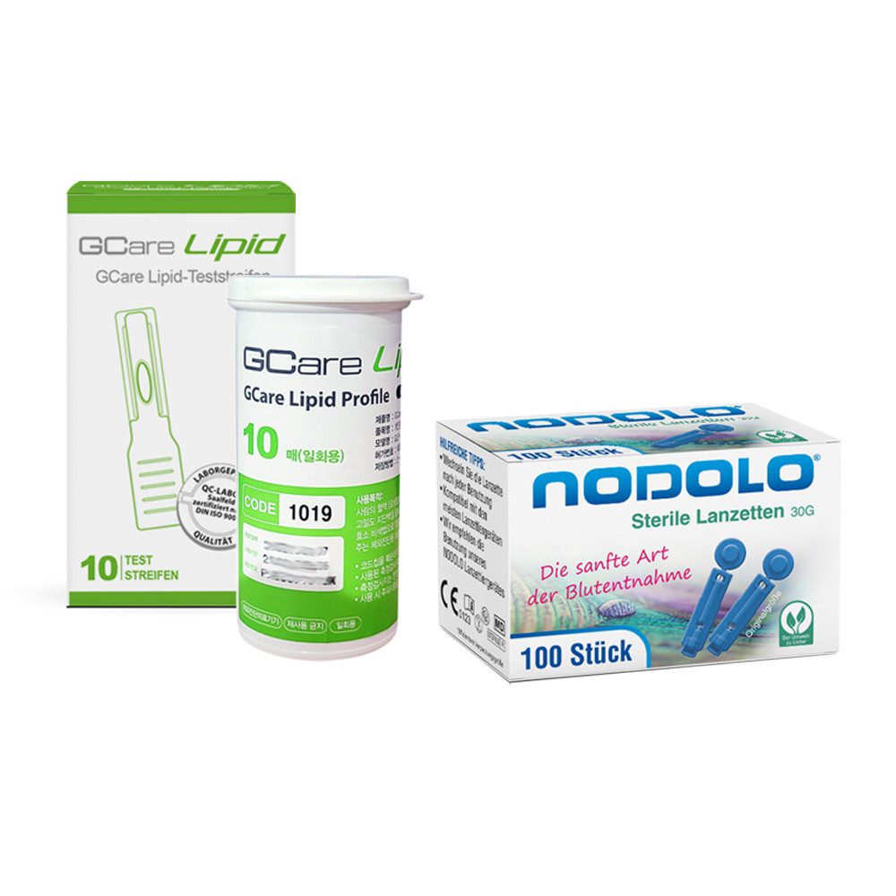 GCare Lipid Cholesterin-Teststreifen 4 in1 (TC, TG, HDL& kalk. LDL), Kombiset 10-St.
