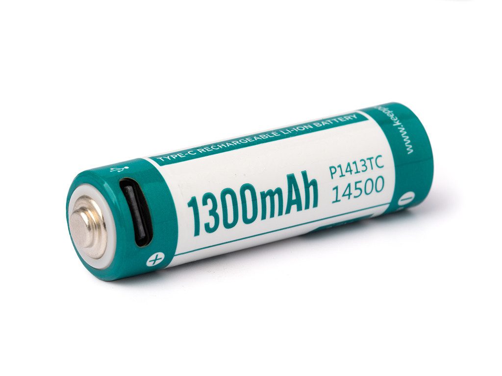 Keeppower 1 Stück Keeppower 14500 1300mAh 3,7V geschütze Li-Ion-Zelle mit USB-C Akku 1300 mAh (3,7 V)