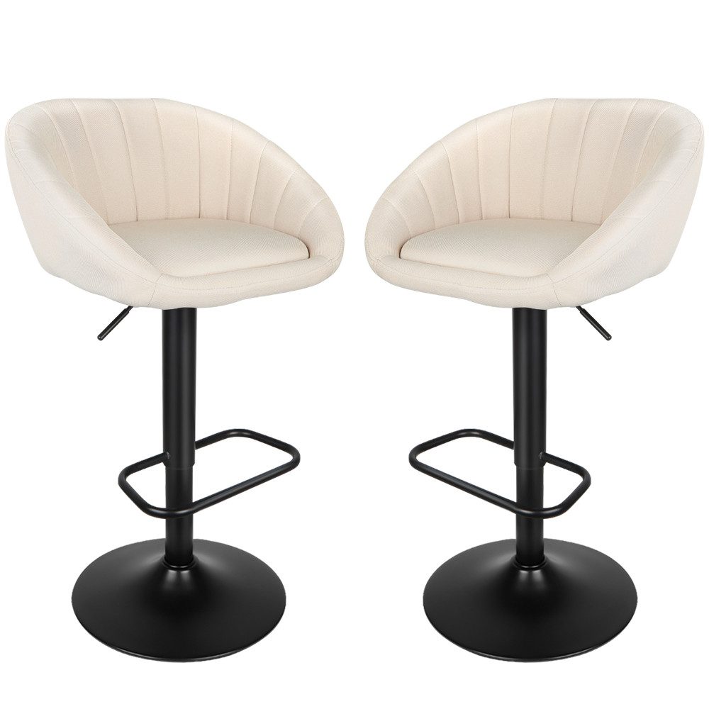JEOBEST Barhocker Küchenhocker Bistrohocker Tresenhocker, Gute gepolstert, (2er Set), Hocker aus Fabric mit Lehne Fußstütze, drehbar