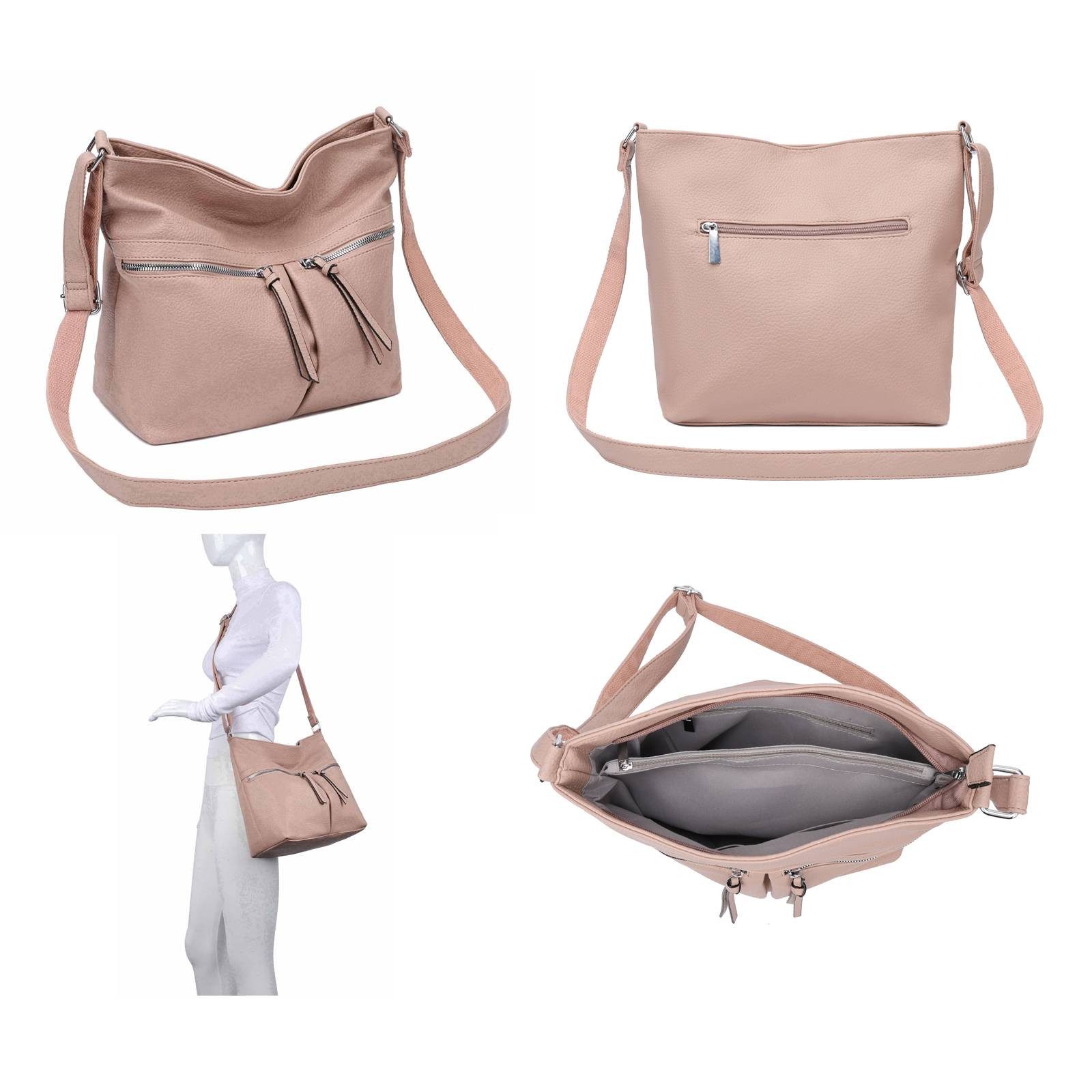 ITALYSHOP24 Schultertasche Damen Tasche Shopper Umhängetasche CrossOver Han günstig online kaufen