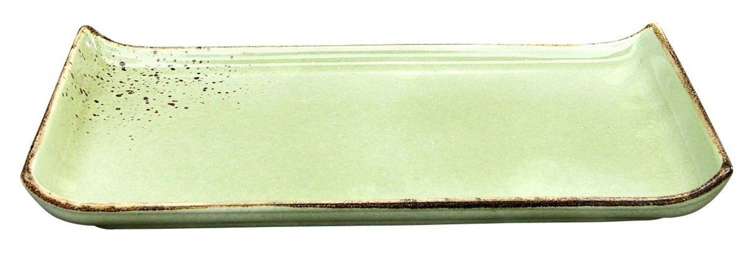 CreaTable Servierplatte NATURE COLLECTION, B 33 cm x T 17 cm, Grün,  Steinzeug, mit Reaktivglasur | Servierplatten