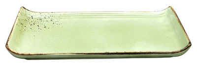 CreaTable Servierplatte NATURE COLLECTION, B 33 cm x T 17 cm, Grün, Steinzeug, mit Reaktivglasur