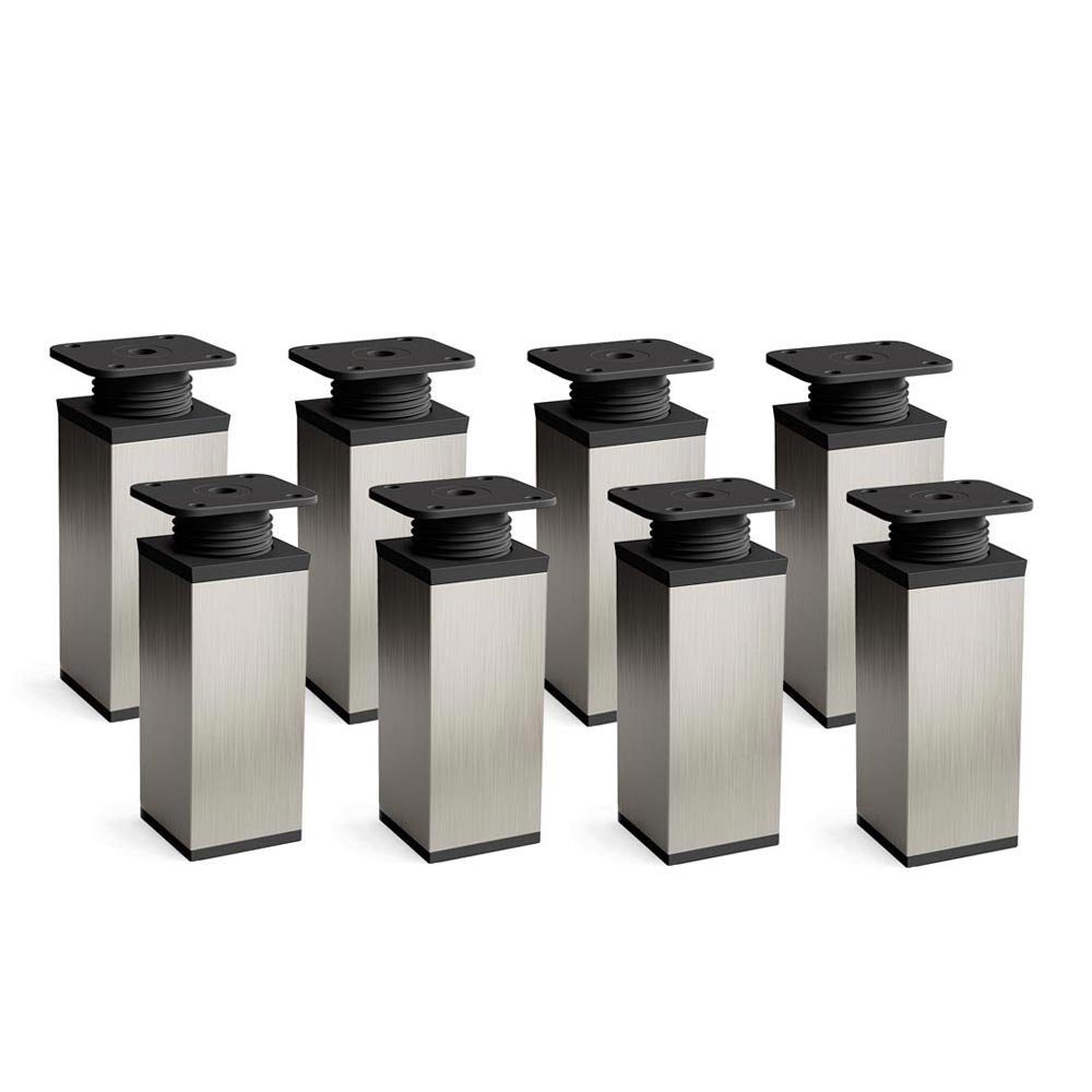 sossai® Möbelfuß Design-Möbelfüße, 4er & 8er Set, höhenverstellbar MFV1, Farbe: Inox, (8-St), Farbe: Inox