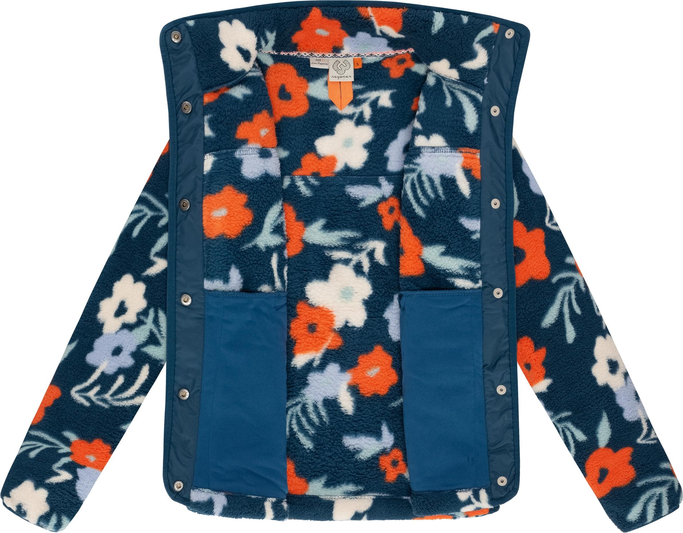 Ragwear Plüschjacke Appopis Print Auffällige flauschige Übergangsjacke aus Teddyfleece