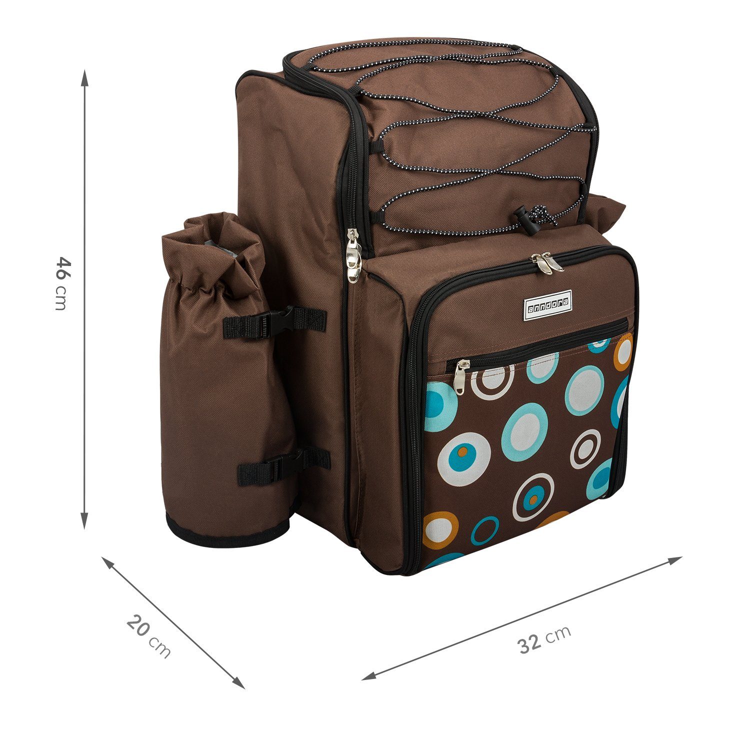 anndora Picknickrucksack Wanderrucksack Rucksack für 4 Personen, wasserfeste Schaumstoffisolation - abnehmbarer Flaschenhalter – Bild 3 von 5