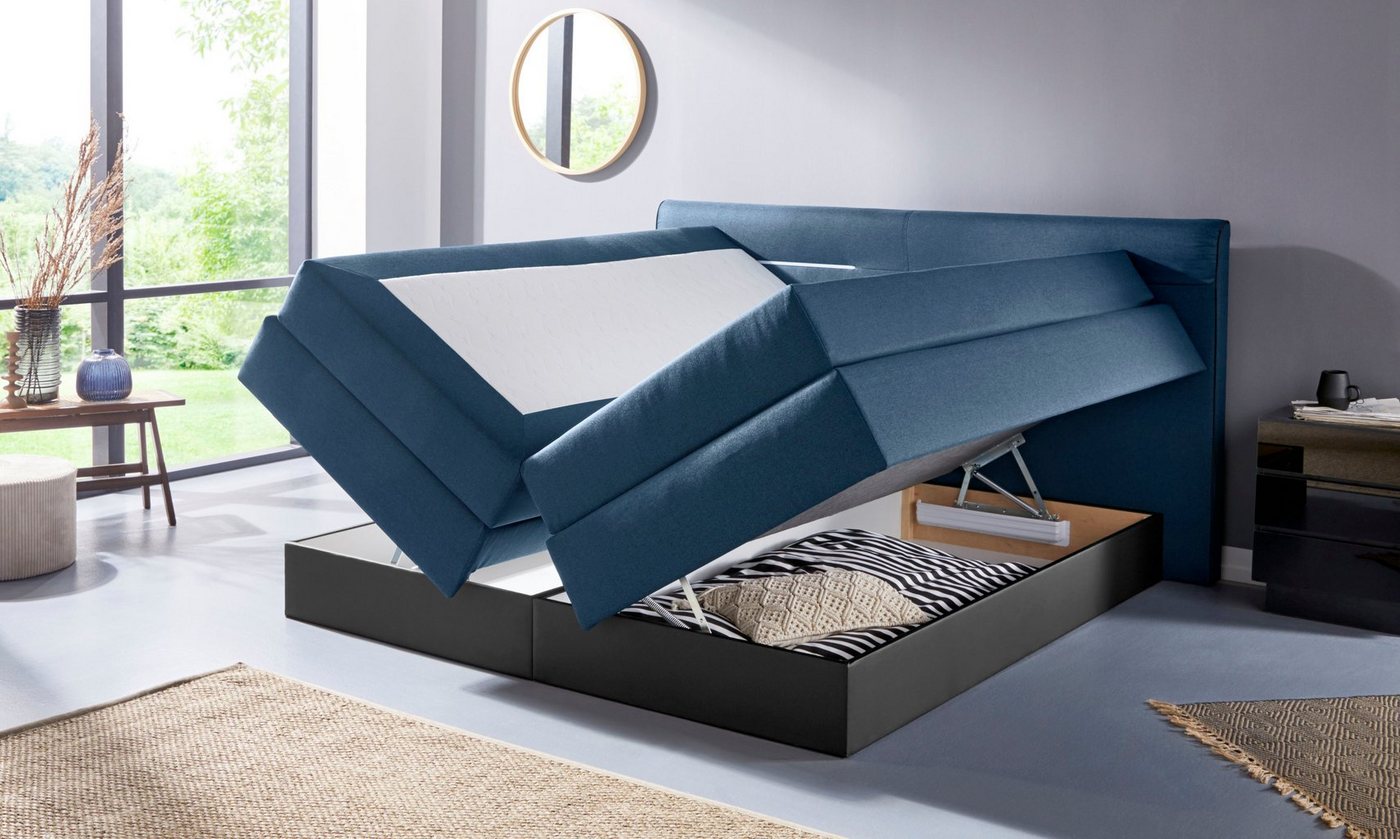 COLLECTION AB Boxspringbett, inklusive LED-Beleuchtung, Bettkasten und Topper-HomeTrends
