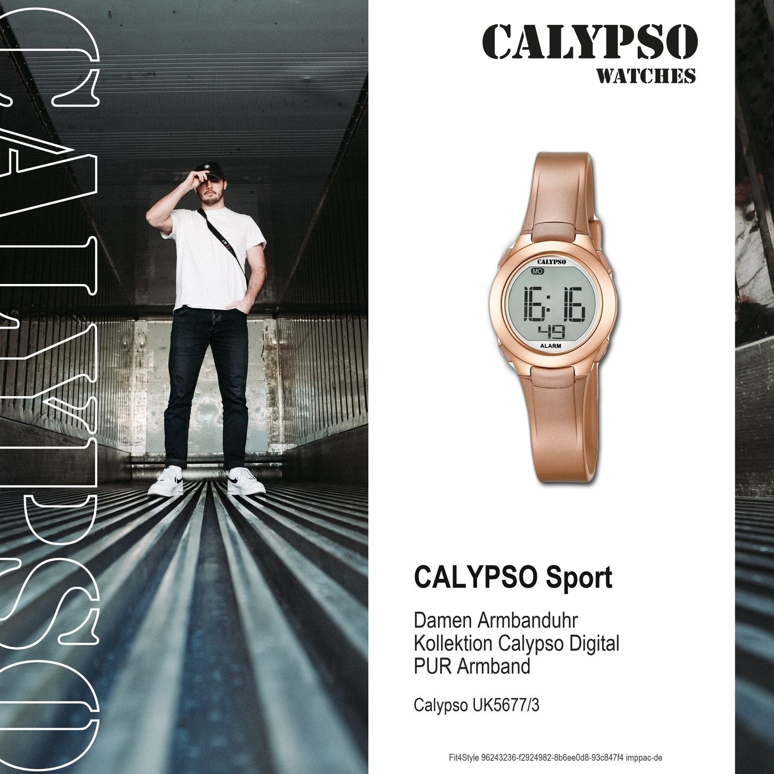 Kunststoffband, K5677/3 roségold, Armbanduhr Digitaluhr Sport Calypso PURarmband Damen CALYPSO WATCHES Damen rund, Uhr