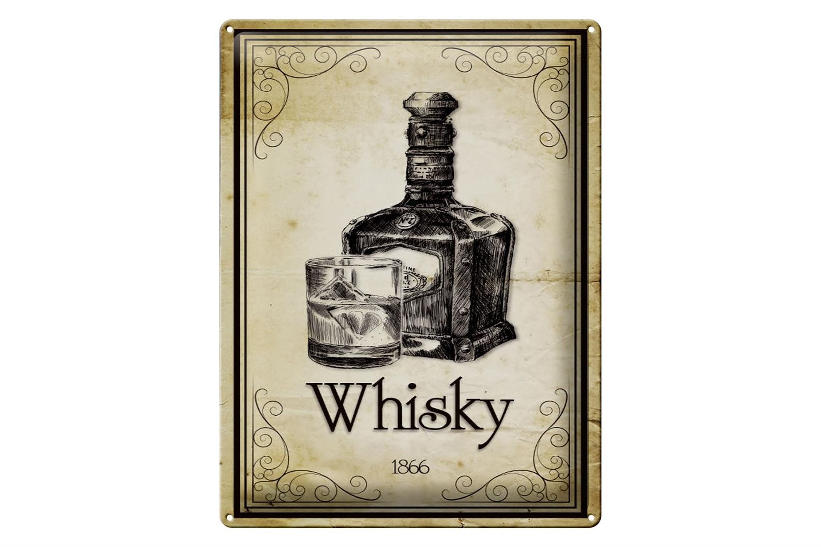 Metallschild 30x40cm 1866 Whisky Retro