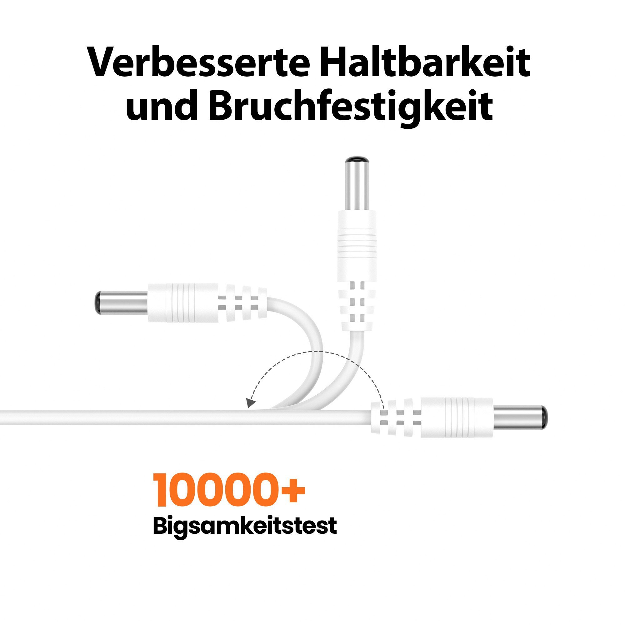 JAMEGA DC Verlängerungskabel 12V 5,5mm x 2,1mm Stecker Kabel Buchse Kupplung Netzkabel, Hohlstecker , Hohlsteckerbuchse (250 cm) – Bild 5 von 5