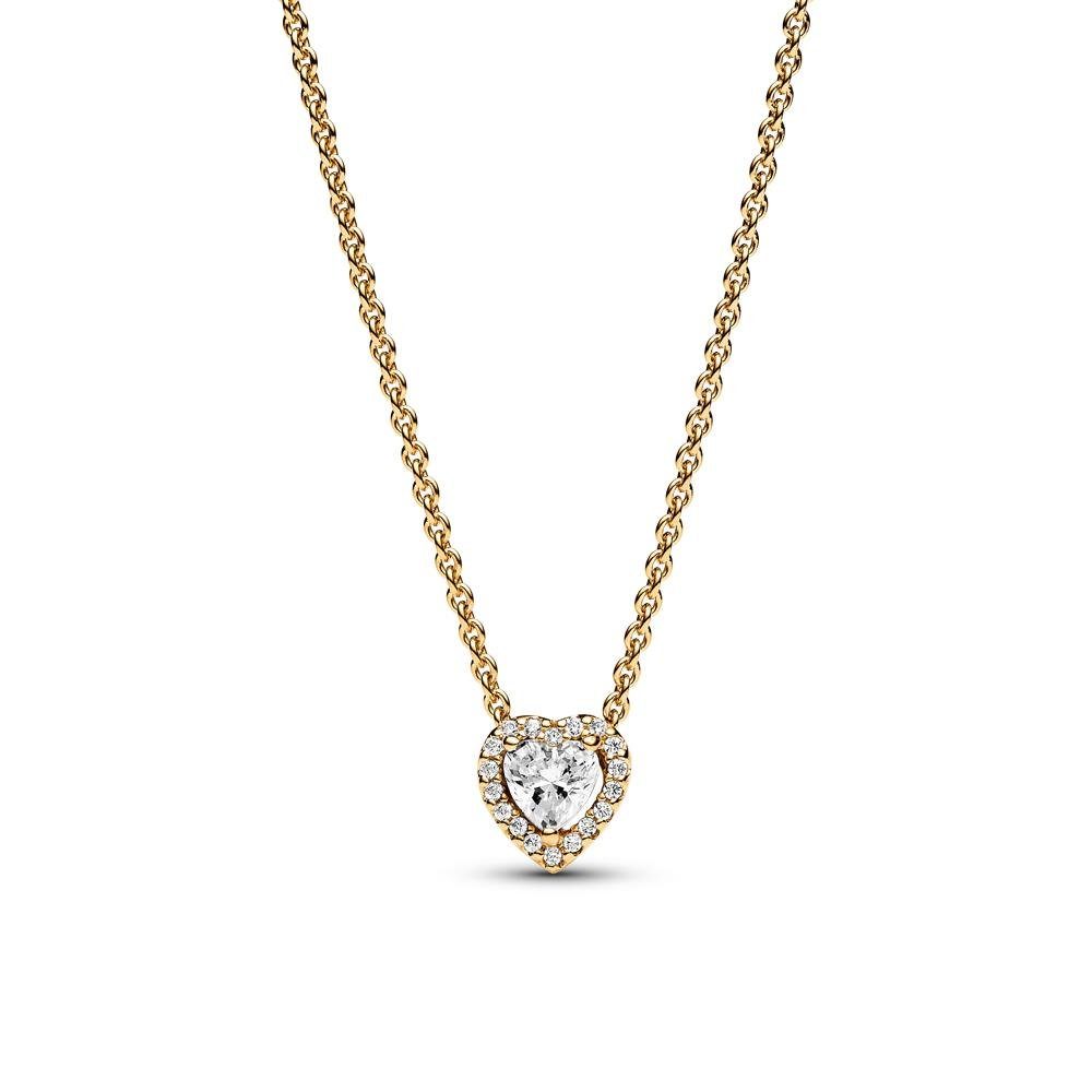 Pandora Kette mit Anhänger PANDORA Damenkette mit Halo Herzanhänger, Zirkon günstig online kaufen