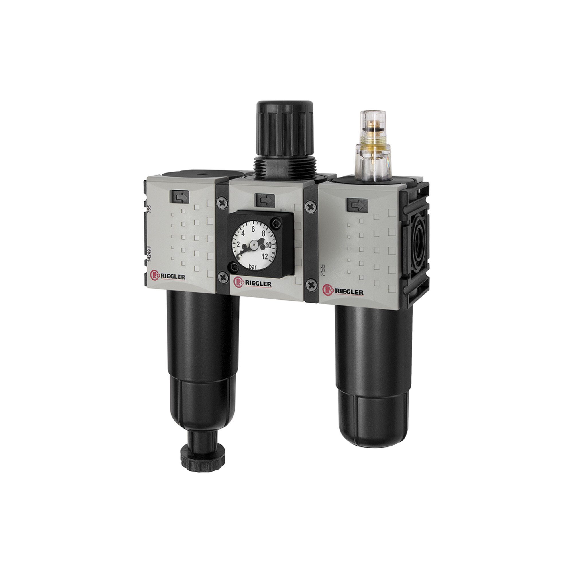 RIEGLER Druckminderer Riegler WE 3-tlg. »FUTURA-mini«, Metallb., Kompaktmano., G 1/4, 0,1-4