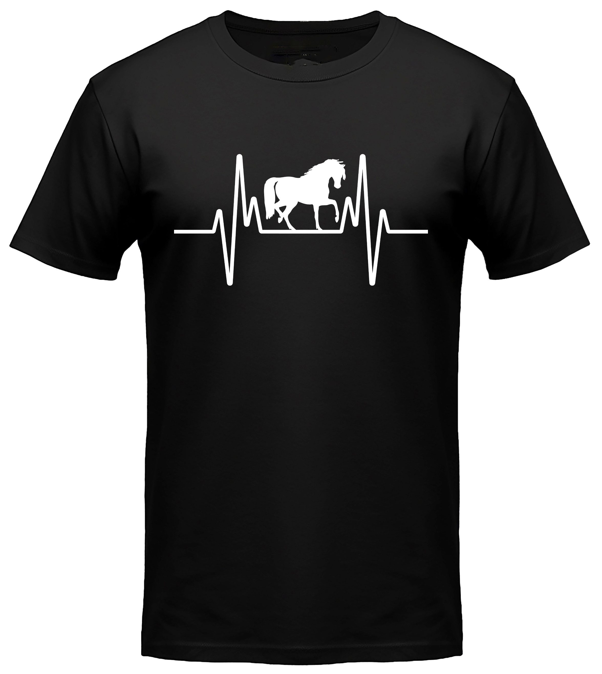 MyDesign24 T-Shirt Pferd Herschlaglinie print Shirt EKG-Linie Pferde T-Shirt schwarz kurzarm Regular Fit i593