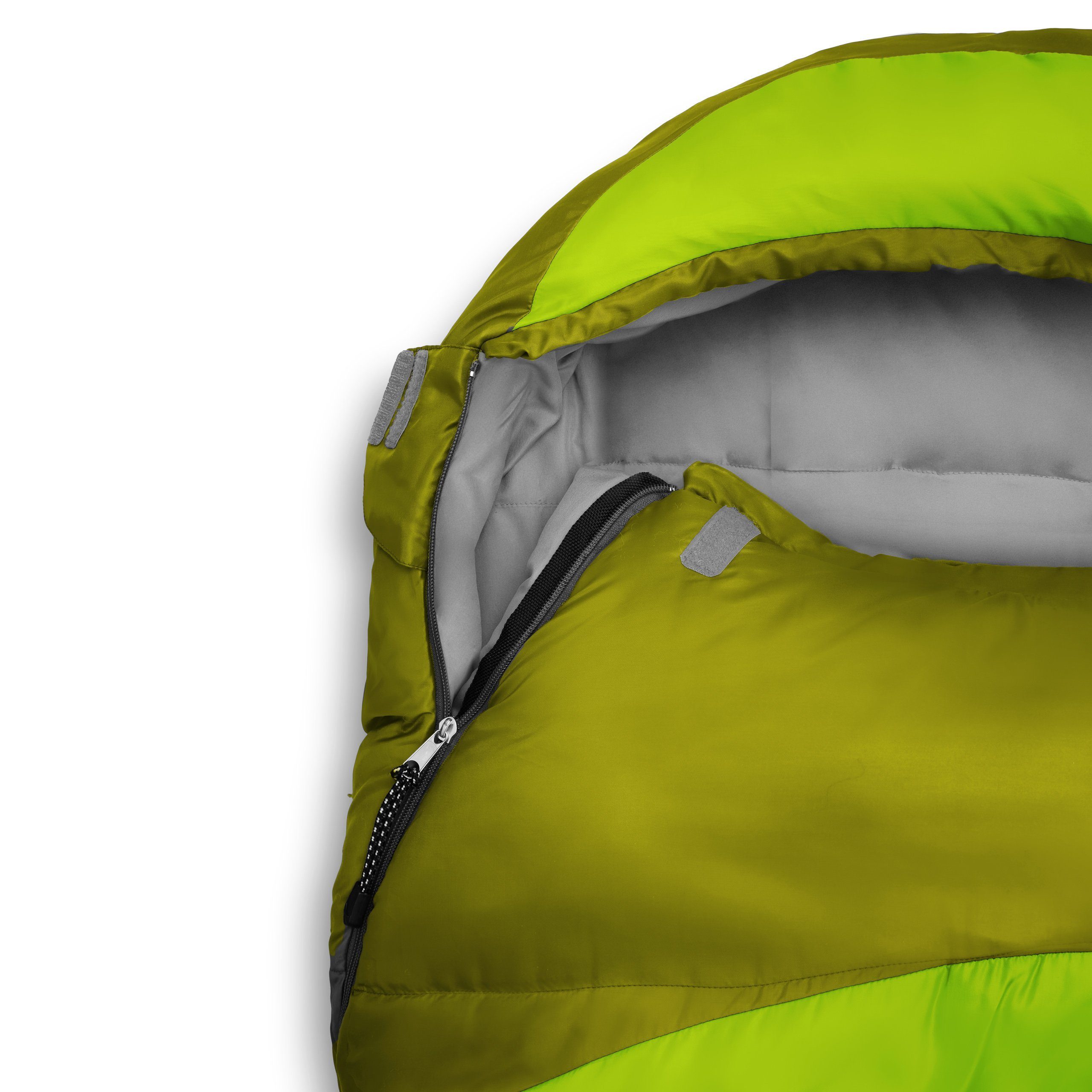 Lumaland Mumienschlafsack Where olivgrün mit Tasche, atmungsaktiv wasserabweisend Camping Wärmekragen Schlafsack 230x80x55 Tomorrow
