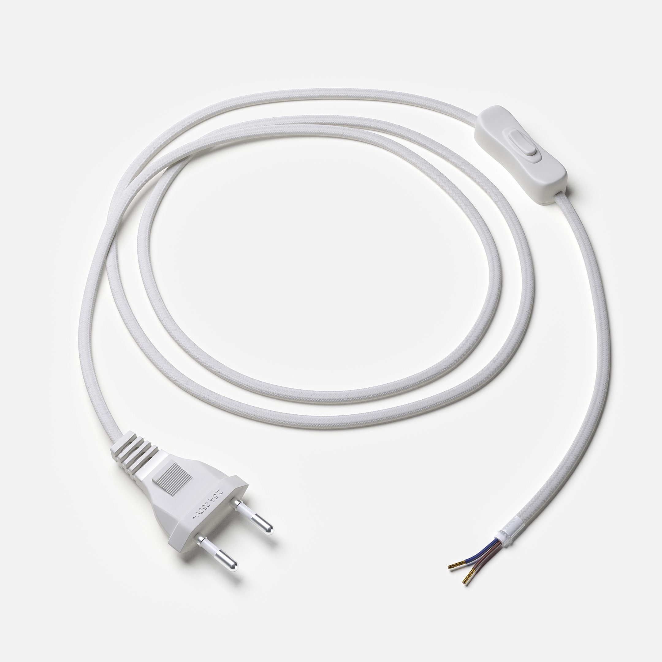 Lightstock Tischleuchte Textilkabel-Zuleitung mit Euro-Stecker und Schalter günstig online kaufen