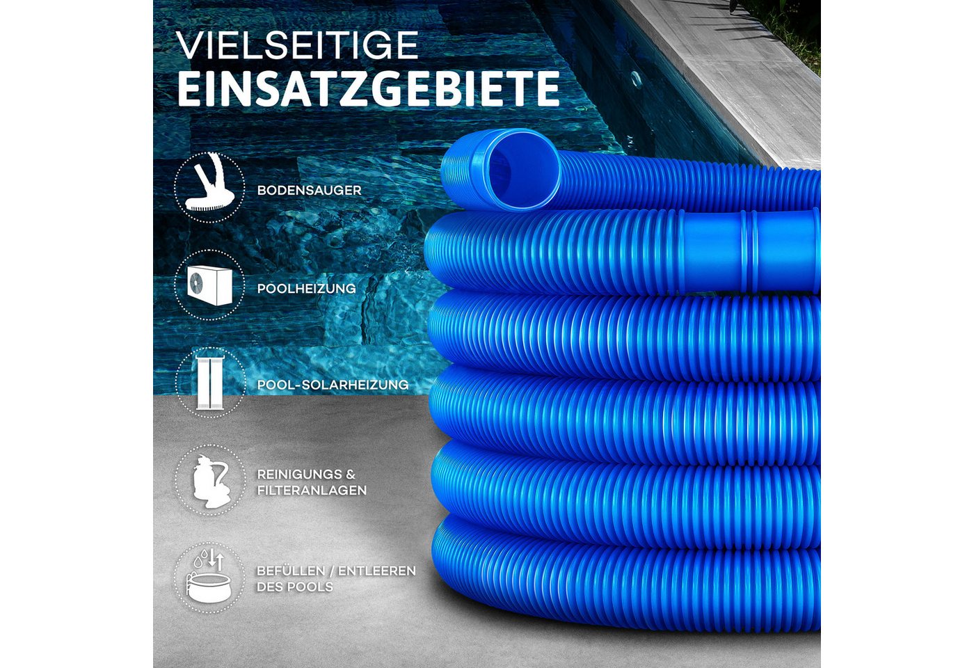 Thumbnail - tillvex Poolschlauch Made in Germany, Schwimmbadschlauch mit Muffen, Solarschlauch Pool, Saugschlauch Schwimmbecken, Pum...