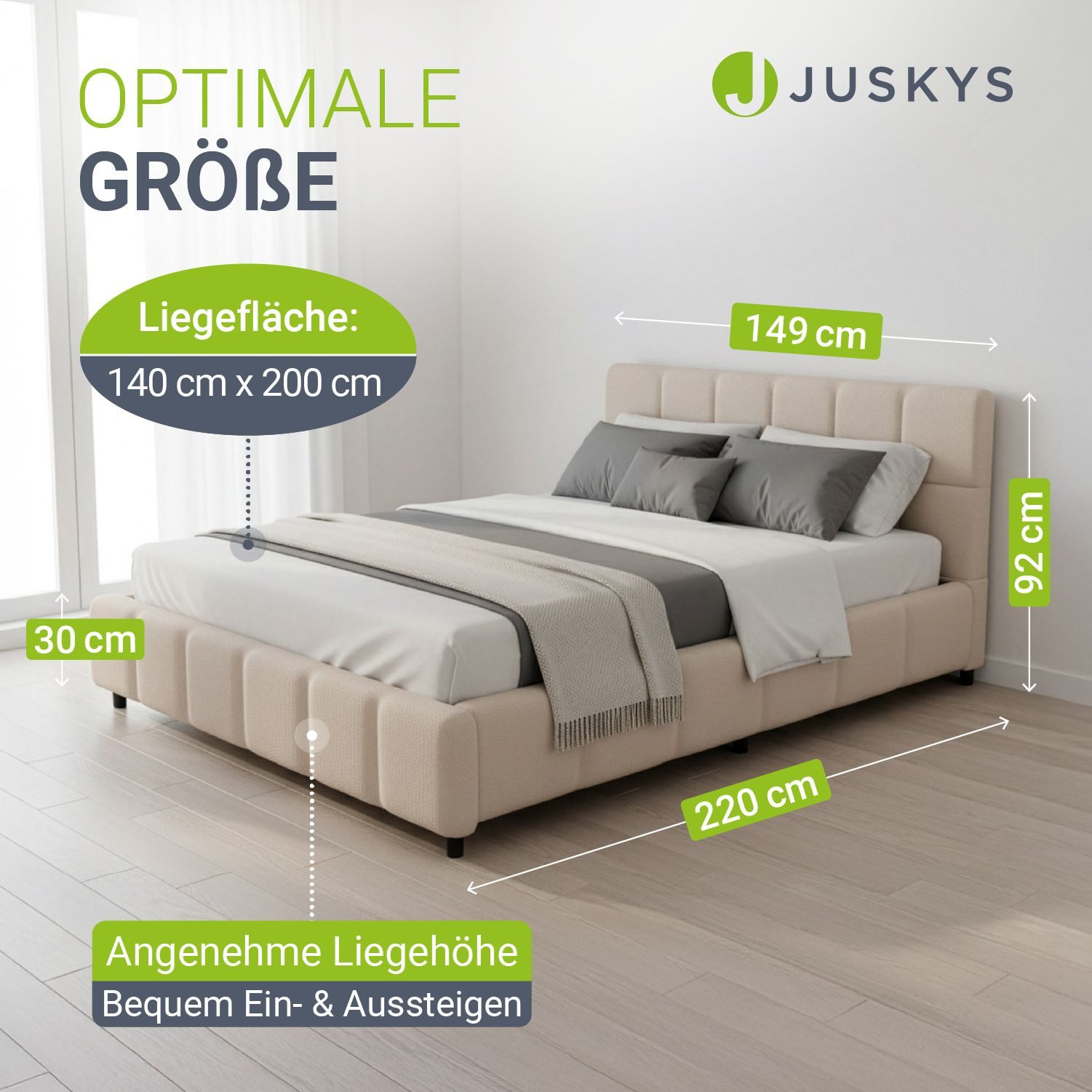 Juskys Polsterbett Florenz, Bubble Design, bis 500 kg belastbar, Pflegeleicht mit Polsterung