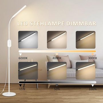 Nettlife LED Stehlampe Stehleuchte Schwarz Wohnzimmer LED Dimmbar 360° verstellbare Hals, Speicherfunktion und Timer,flimmerfrei und blendfrei, Memory Funktion, LED fest integriert, Dimmschalter, Schlafzimmer, Arbeitszimmer, Kinderzimmer