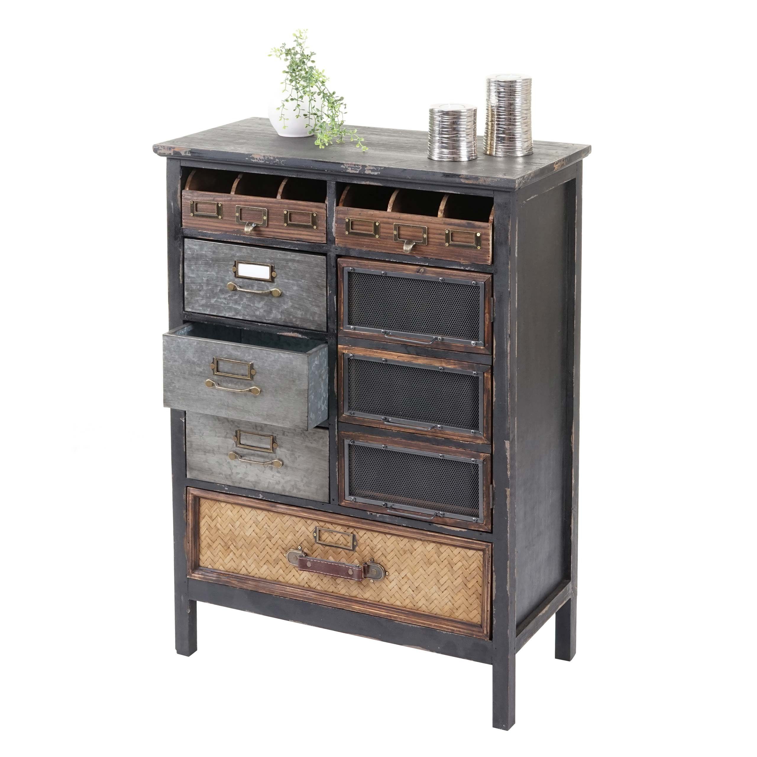 MCW Kommode MCW-F34, Gestell mit Shabby-Look Struktur, fertig montiert, Sechs Schubladen