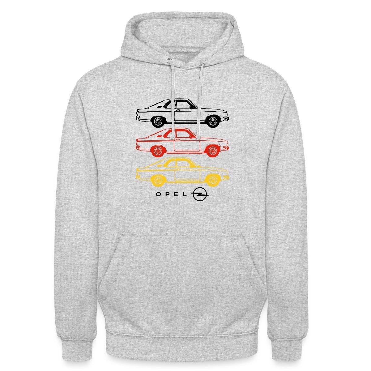 Spreadshirt Hoodie Opel Manta Design In Schwarz-Rot-Gelb Mit Logo Unisex Hoodie (1-tlg)