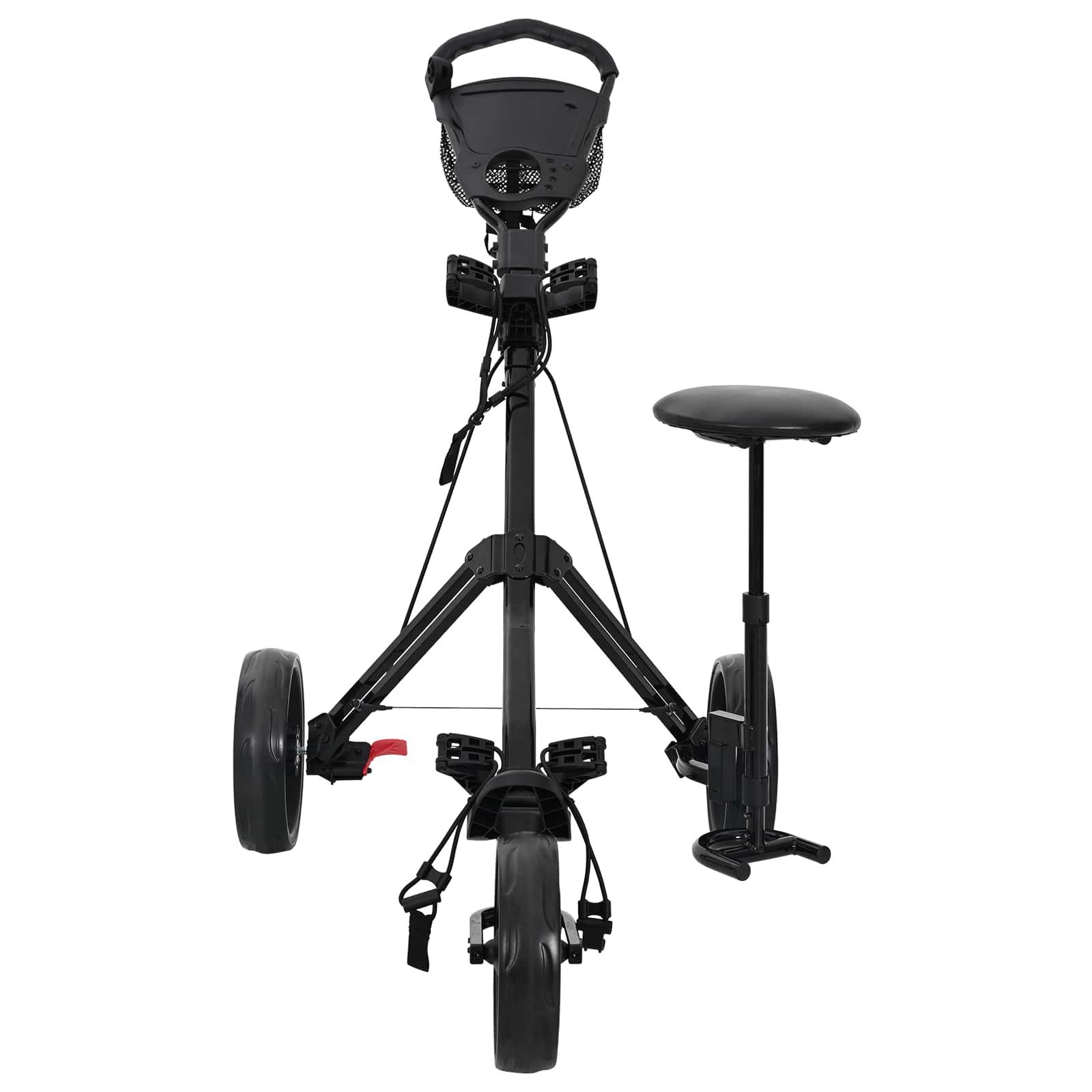 vidaXL Golftrolley Golf-Dolly mit Sitz Schwarz 95 x 69 x 114 cm Eisen, (1-St)