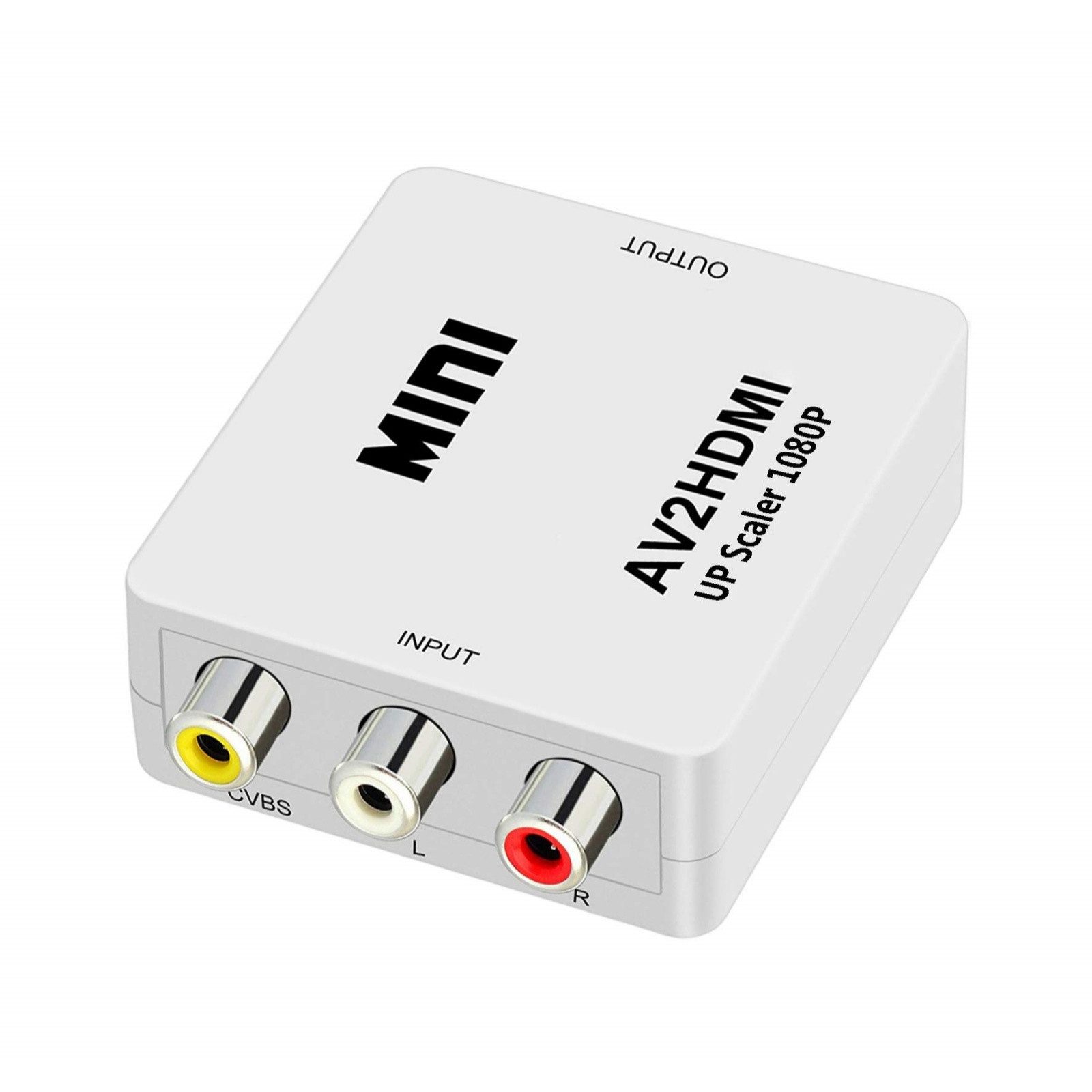 ibettertec RCA zu HDMI-Konverter, 1080P AV-zu-HDMI-Adapter Stecken Adapter RCA (CVBS) Eingang, HDMI Ausgang, Micro-USB Stromanschluss zu 3 RCA-Eingänge, HDMI-Ausgang, Micro-USB-Stromanschluss, Abspielen 720p/1080p@60Hz Composite CVBS Video-Audio-Konverter