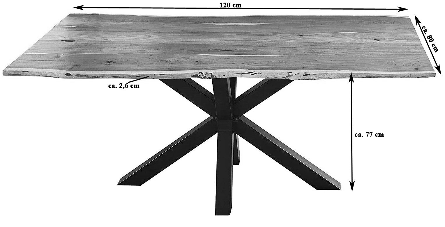 SAM® Baumkantentisch Quincy, Akazie, TP 26mm, Baumkante, Einzeltisch 120