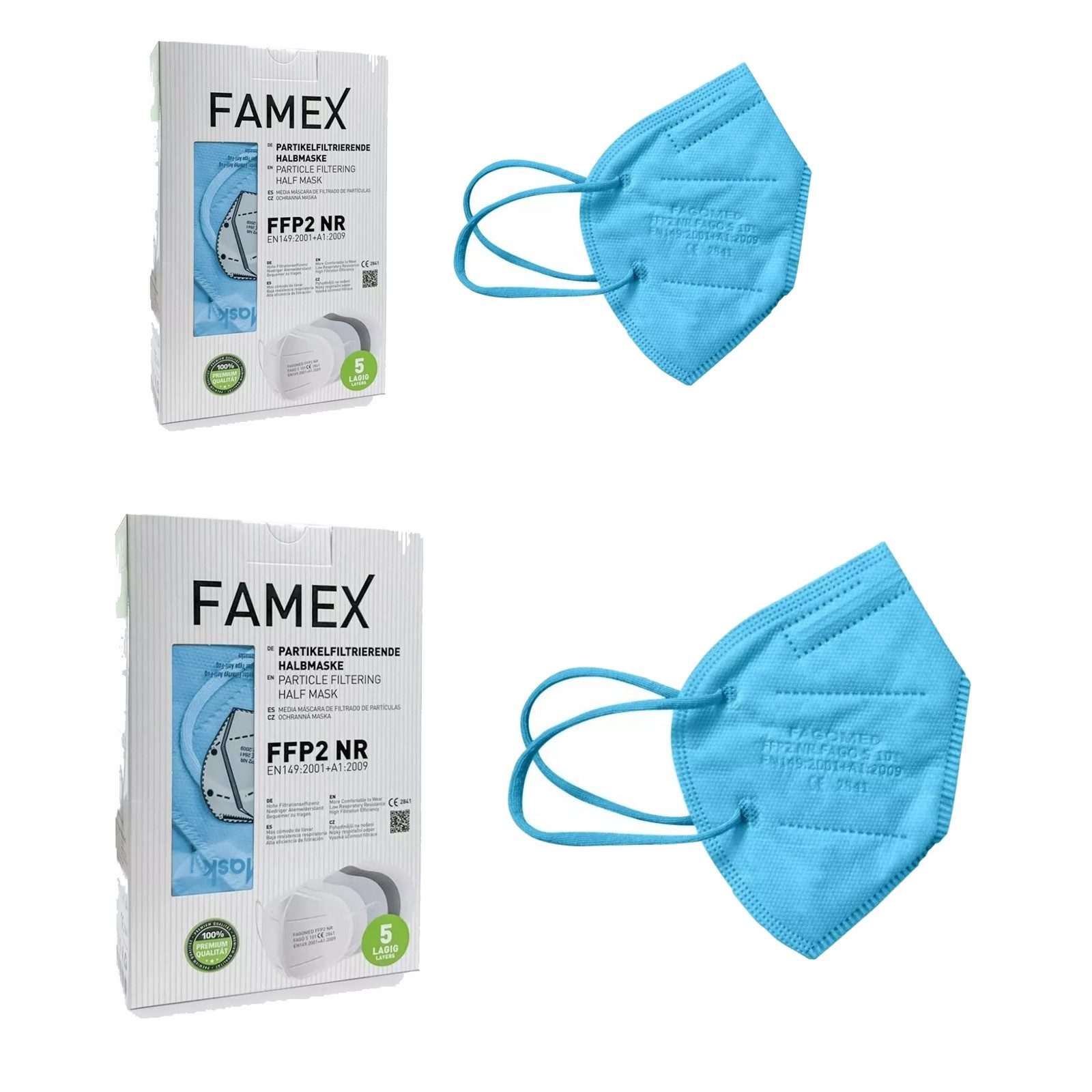 Mund-Nasen-Maske 20x FFP2 Maske Atemschutzmaske Mundschutz Masken Blau