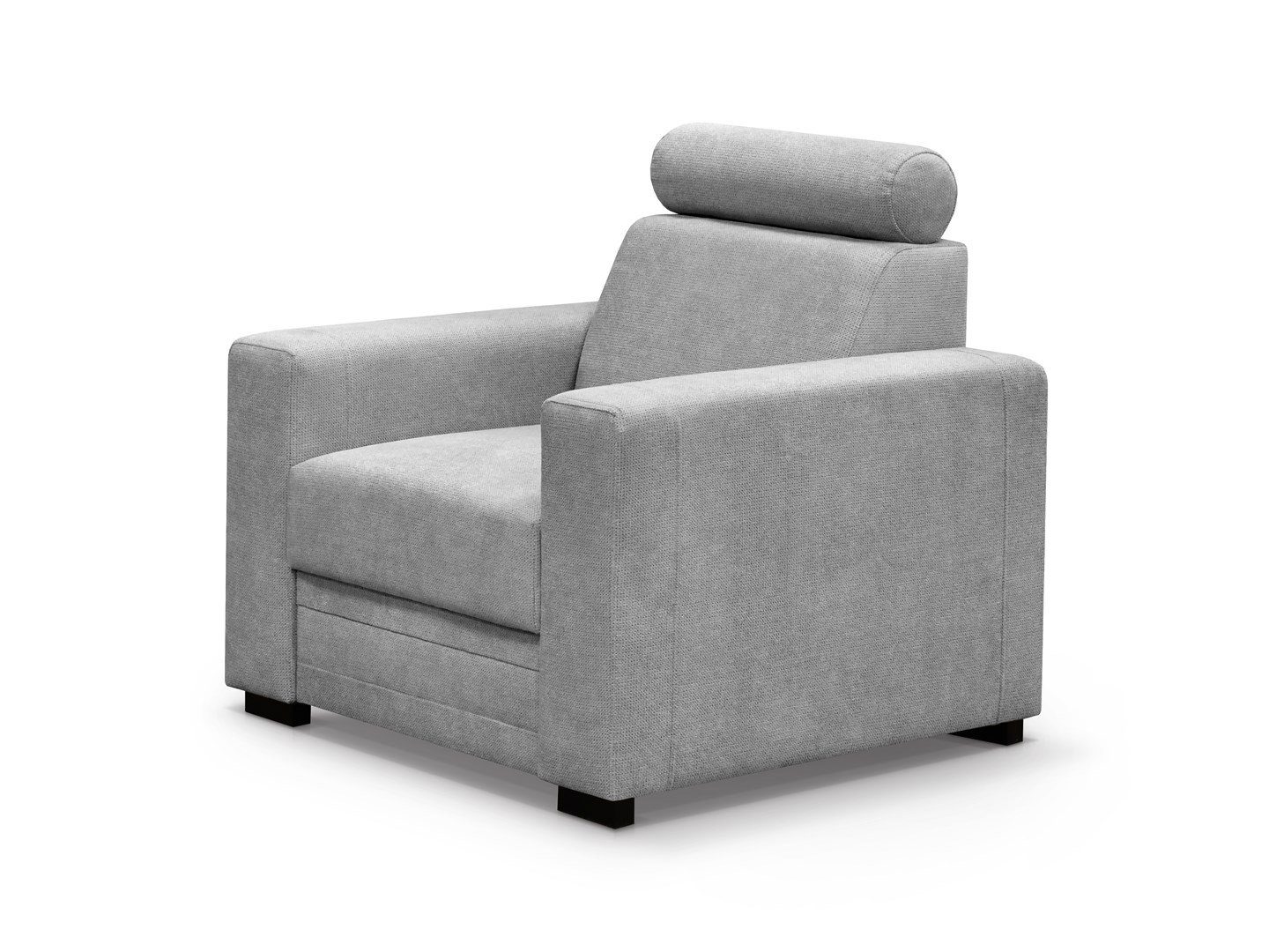 Beautysofa Loungesessel Roma (bequeme gepolsterte Kopfstütze verstellbare mit mit Hellgrau Armlehnen, Sitz 06) Bonnell-Federn), (vardo