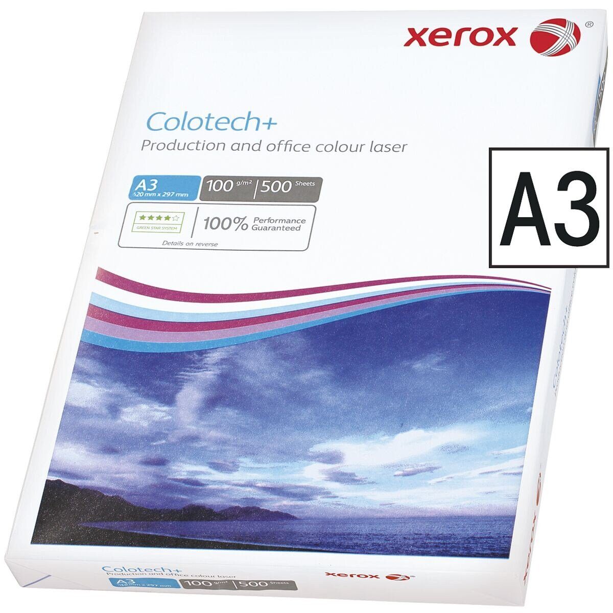 Xerox Farblaser-Druckerpapier Colotech+, Format DIN A3, 100 g/m², 500 Blatt | Farblaserpapier