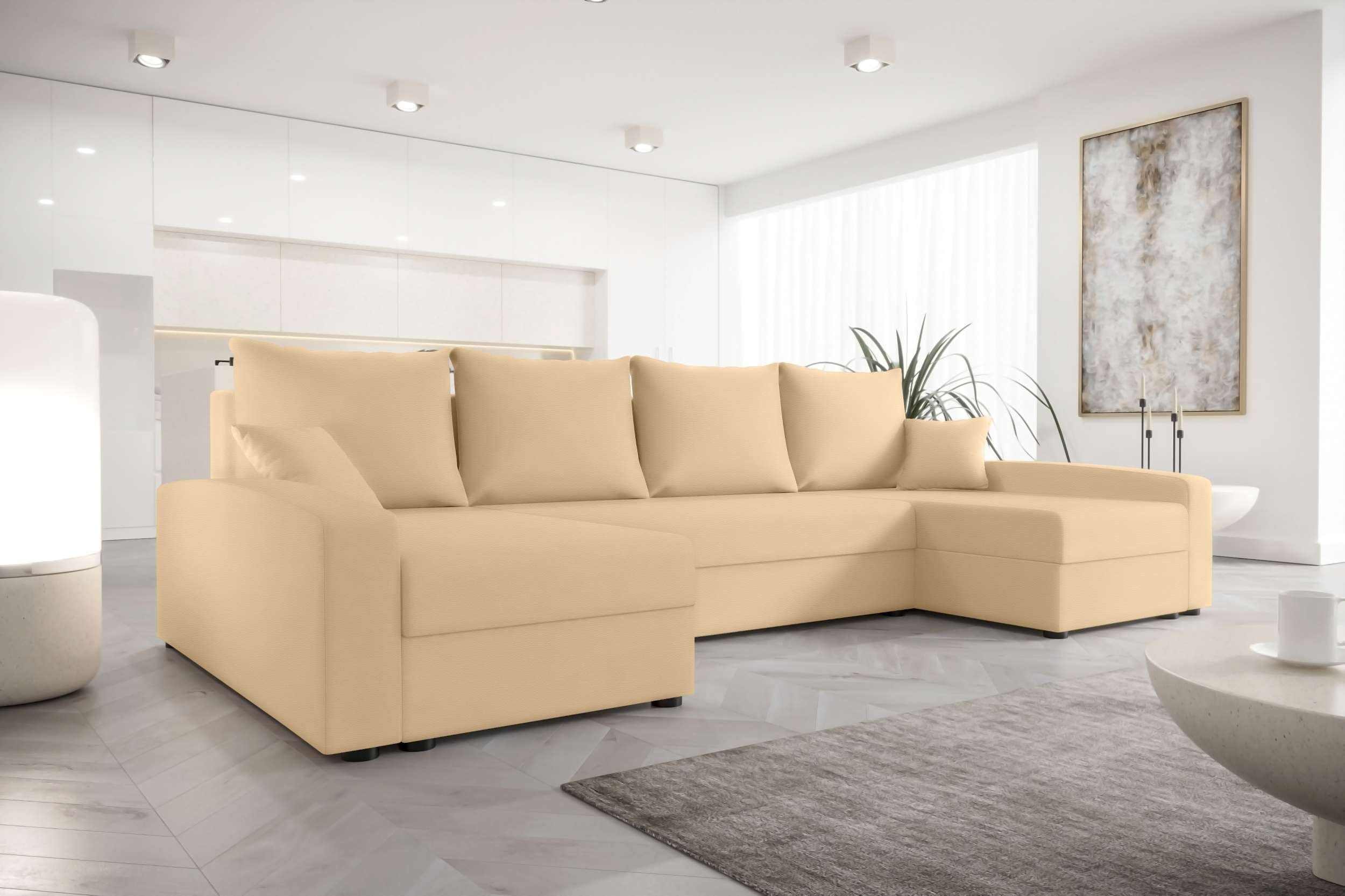 Bettfunktion, Eckcouch, Bettkasten, mit Wohnlandschaft Sofa, Addison, U-Form, Modern Sitzkomfort, Stylefy mit Design