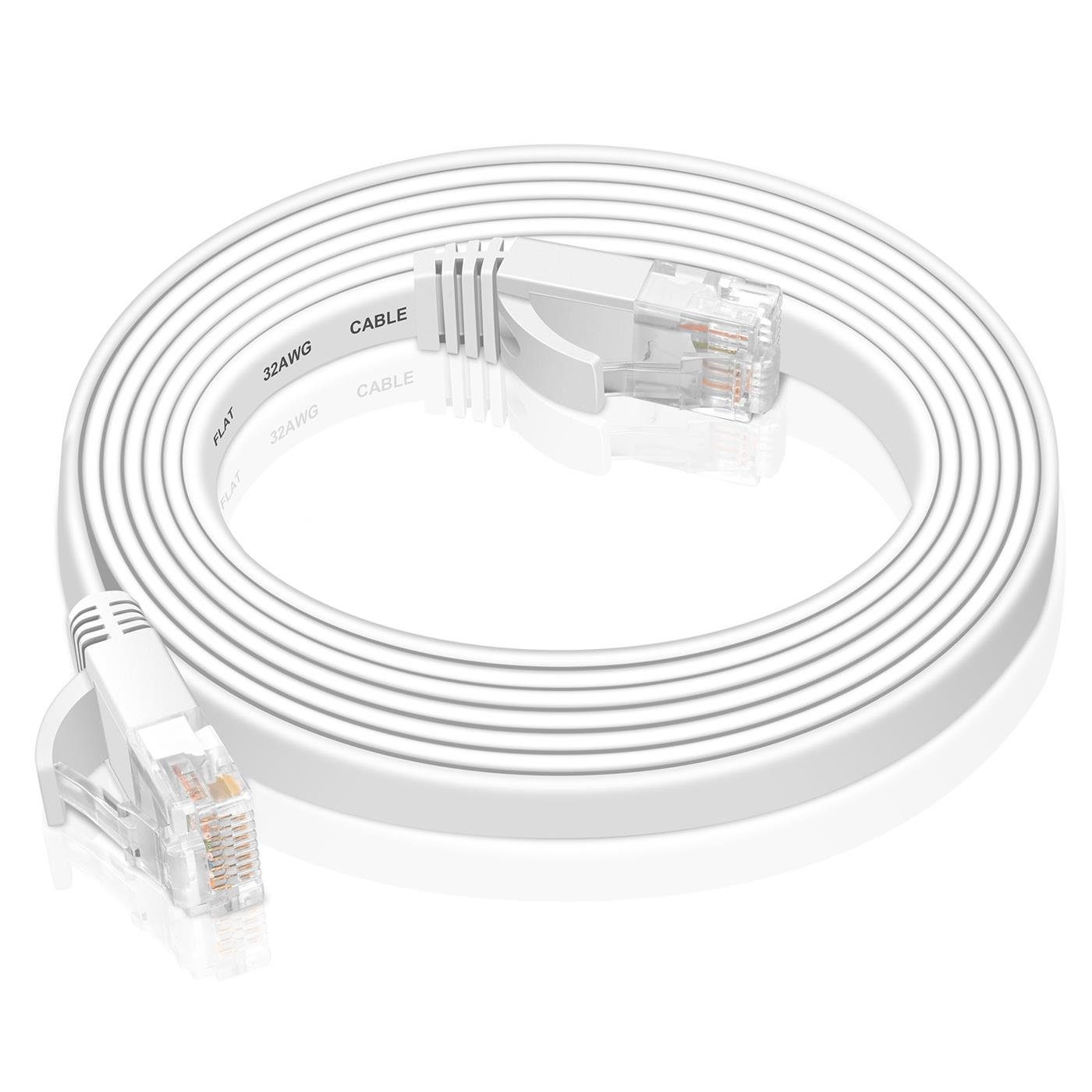 VERCO Cat 6 Netzwerkkabel flaches Кабель локальной сети, RJ-45 (Ethernet), (300 cm), 10 / 100 / 1000 Mbits Geschwindigkeit bis 1 Gbits UTP Patchkabel
