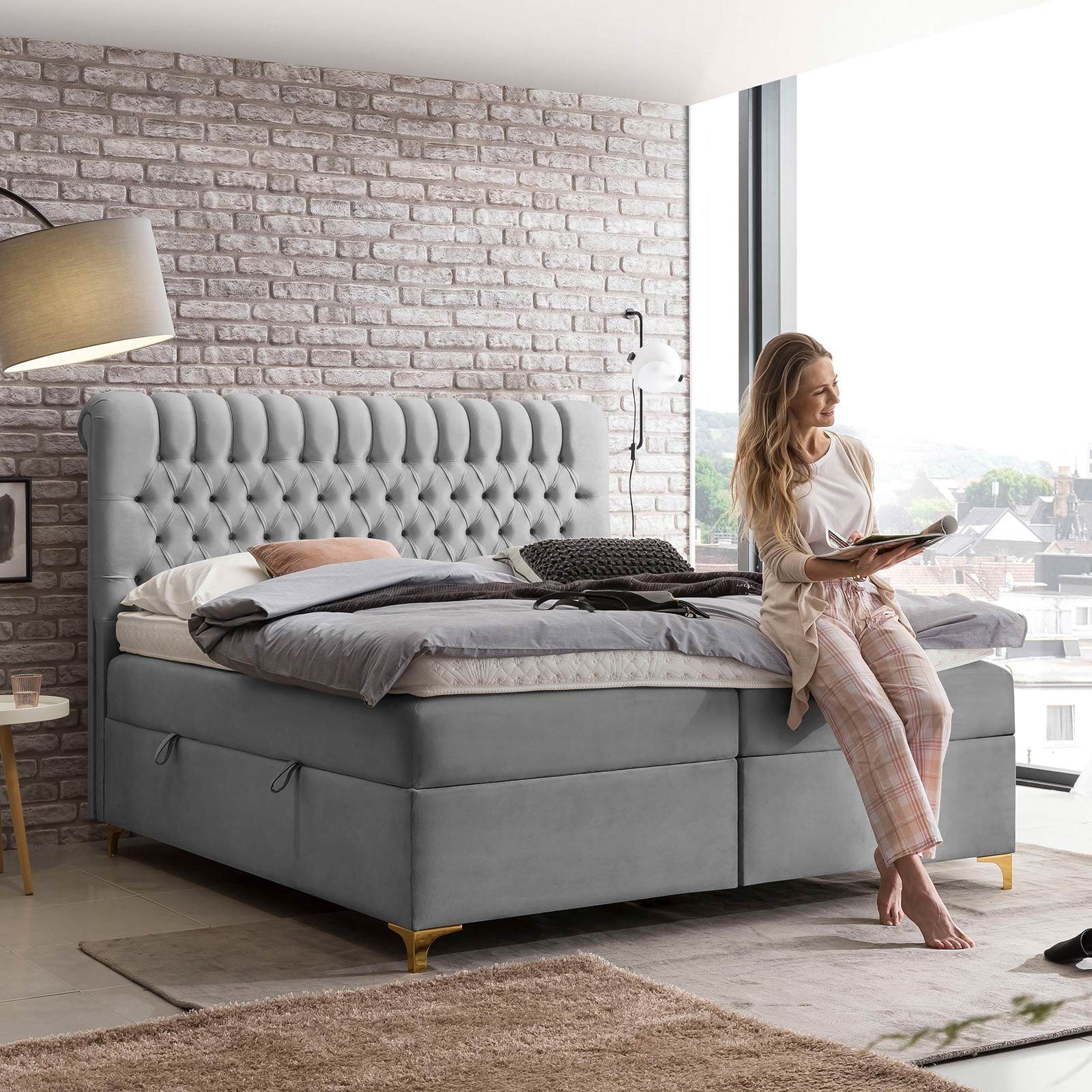 BettCo Stauraumbett Boxspringbett mit Bettkasten Chester günstig online kaufen