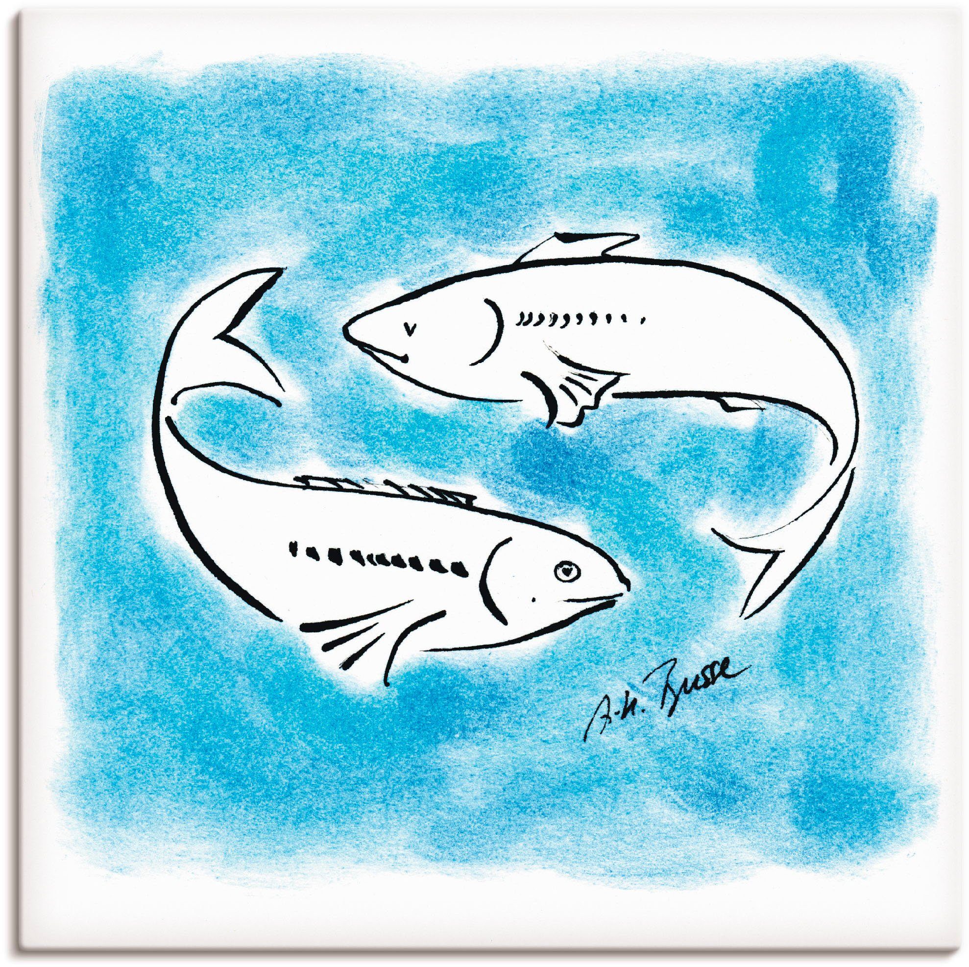 als oder Serie Wandbild in Größen Artland Wandaufkleber Fische, Sternzeichen Sternzeichen Poster St), (1 versch. Leinwandbild,