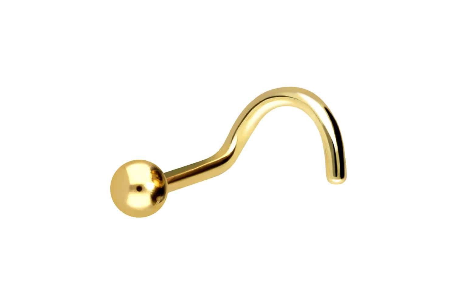 Nasenpiercing 18 Karat Gold Nasenstecker Spirale 2,5 mm KUGEL